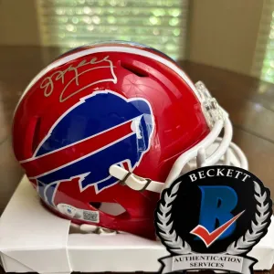 JIM KELLY SIGNED AUTOGRAPHED BUFFALO BILLS RED MINI HELMET BECKETT
