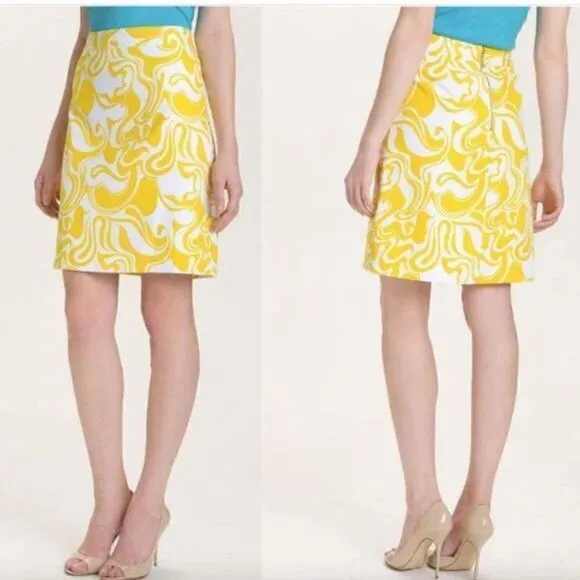Kate Spade x Florence Broadhurst Judy Retro Inspired Lemon Swirl Skirt