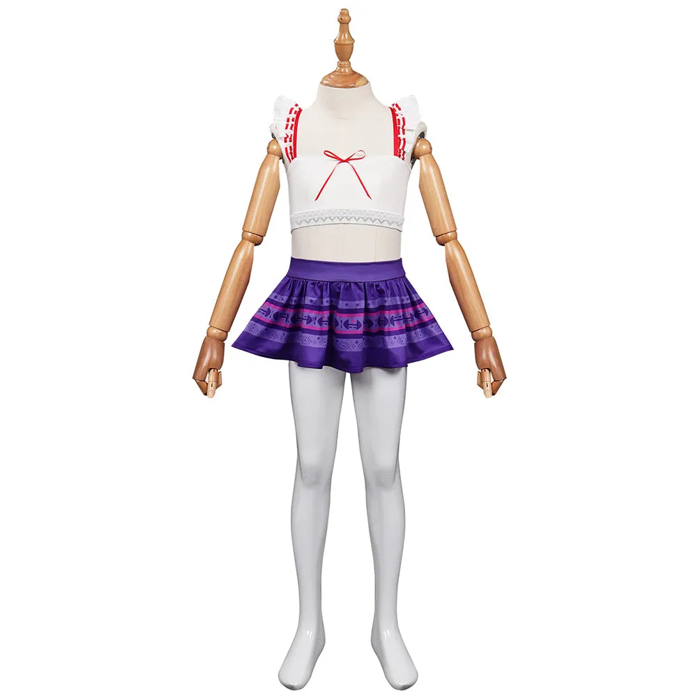 Kids Children Encanto Luisa Madrigal Swimsuit Cosplay Costume Top Shorts Outfits Halloween Carnival Suit