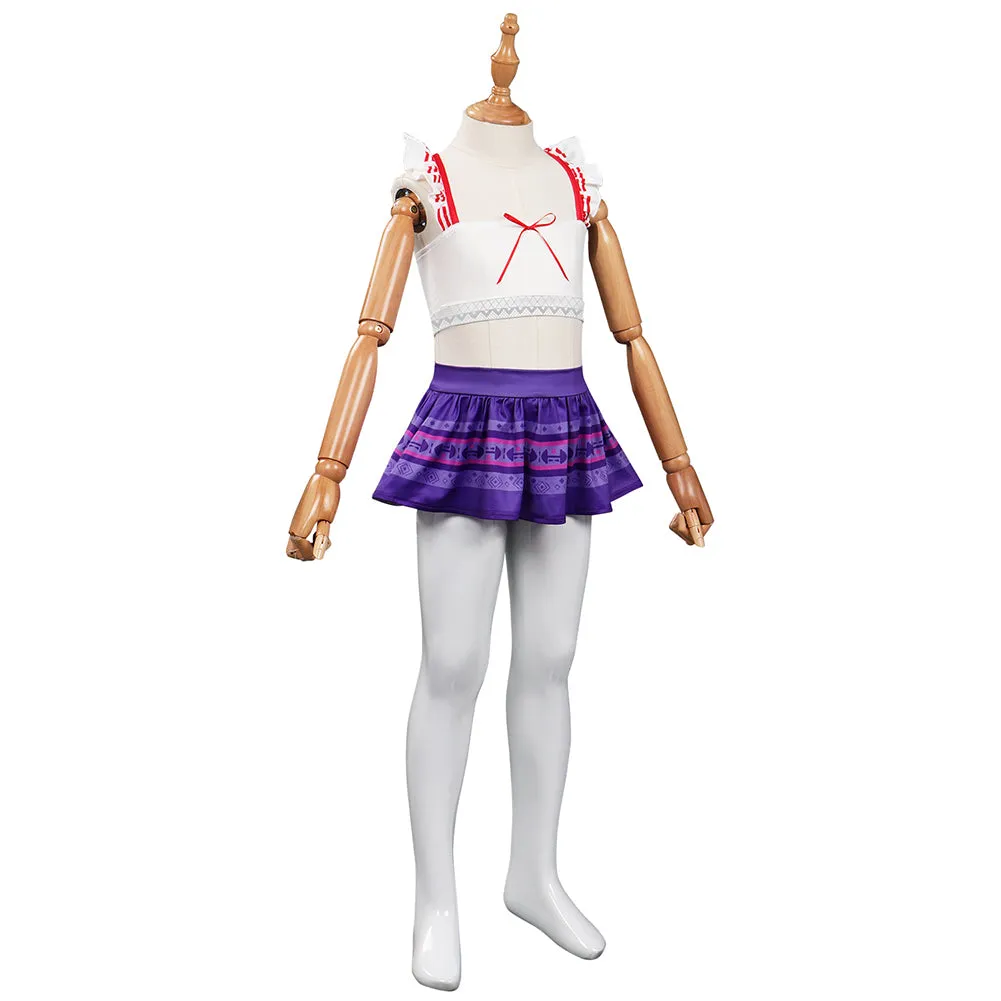 Kids Children Encanto Luisa Madrigal Swimsuit Cosplay Costume Top Shorts Outfits Halloween Carnival Suit
