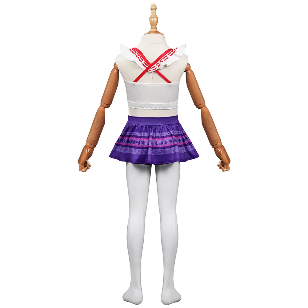 Kids Children Encanto Luisa Madrigal Swimsuit Cosplay Costume Top Shorts Outfits Halloween Carnival Suit