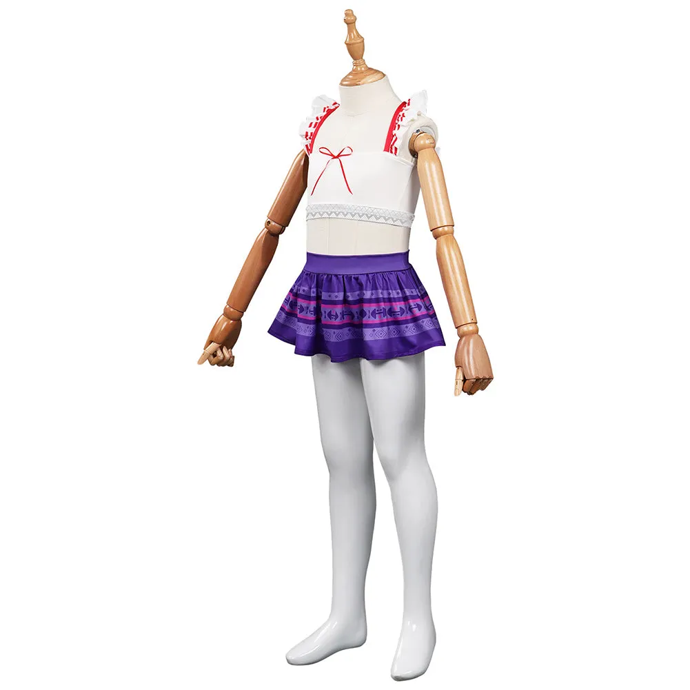 Kids Children Encanto Luisa Madrigal Swimsuit Cosplay Costume Top Shorts Outfits Halloween Carnival Suit