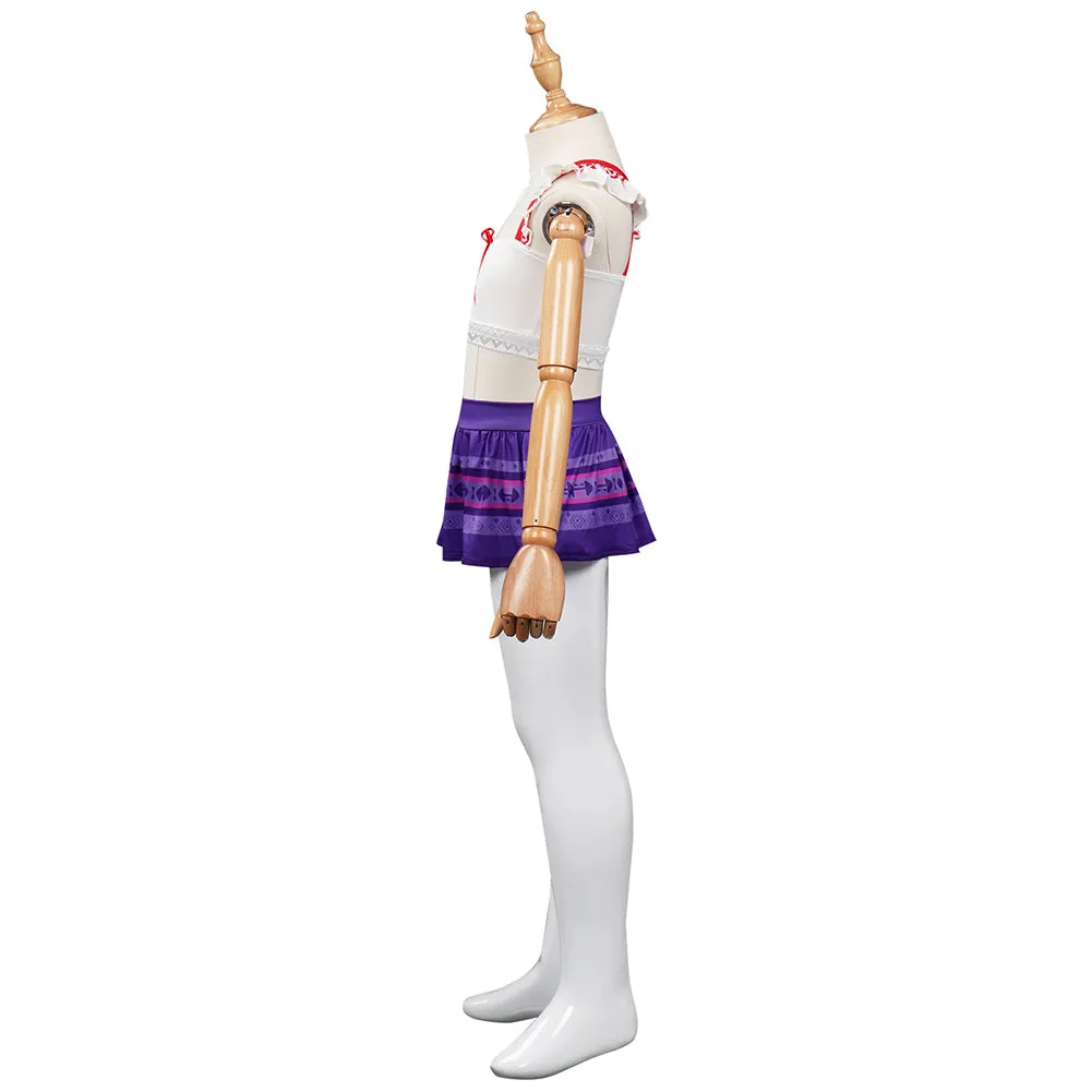 Kids Children Encanto Luisa Madrigal Swimsuit Cosplay Costume Top Shorts Outfits Halloween Carnival Suit
