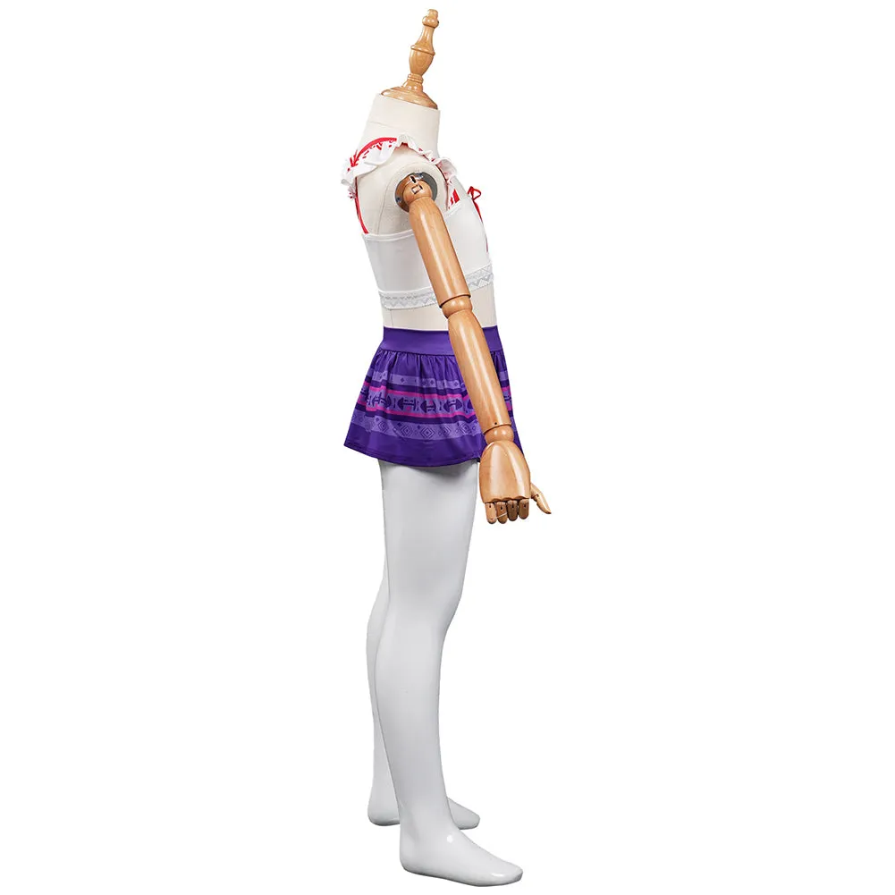 Kids Children Encanto Luisa Madrigal Swimsuit Cosplay Costume Top Shorts Outfits Halloween Carnival Suit