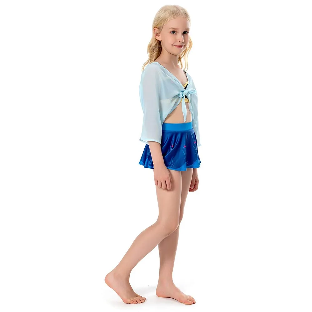 Kids Children Frozen Anna Swimsuit Cosplay Costume Jumpsuit Swimwear Halloween Carnival Suit