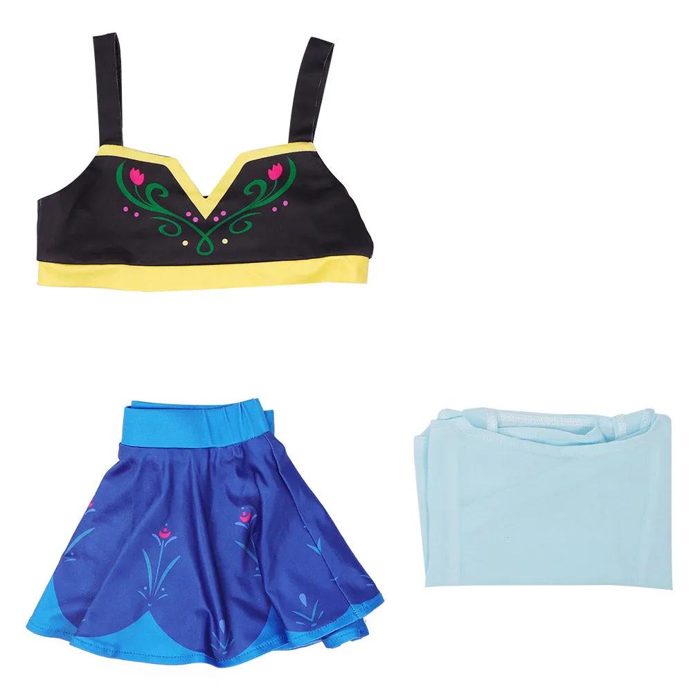 Kids Children Frozen Anna Swimsuit Cosplay Costume Jumpsuit Swimwear Halloween Carnival Suit