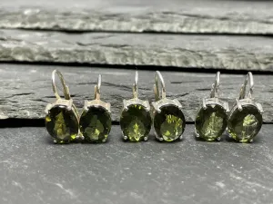 Large Moldavite Oval Earrings