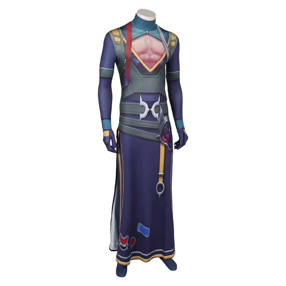 League of Legends The Unforgotten Yone HEARTSTEEL Printed Jumpsuit Cosplay Costume Outfits