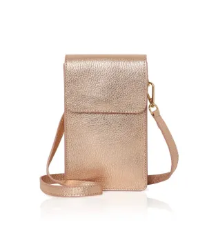 Leather phone crossbody bag - rosegold