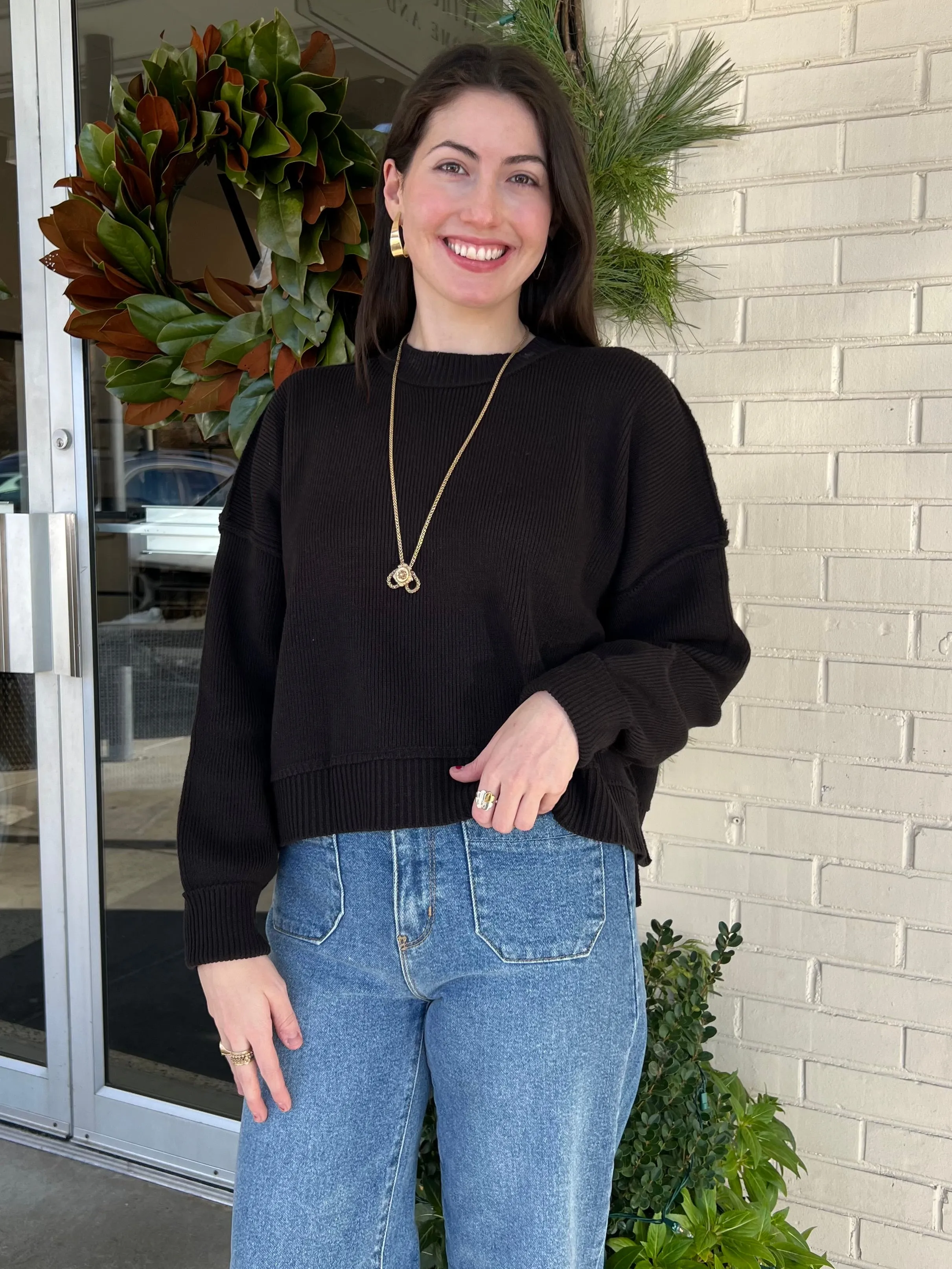 Leda Crewneck Cropped Pullover
