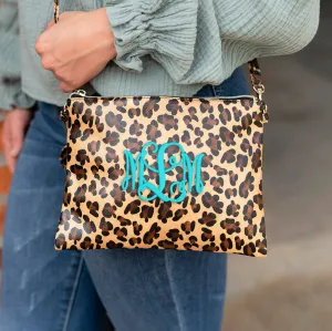 Leopard Cross Body Purse with Wristlet Strap