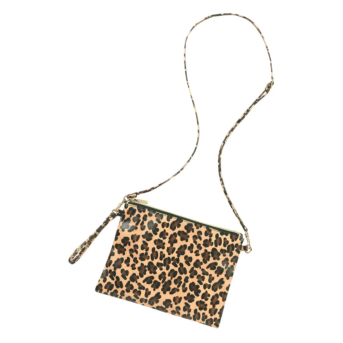 Leopard Cross Body Purse with Wristlet Strap