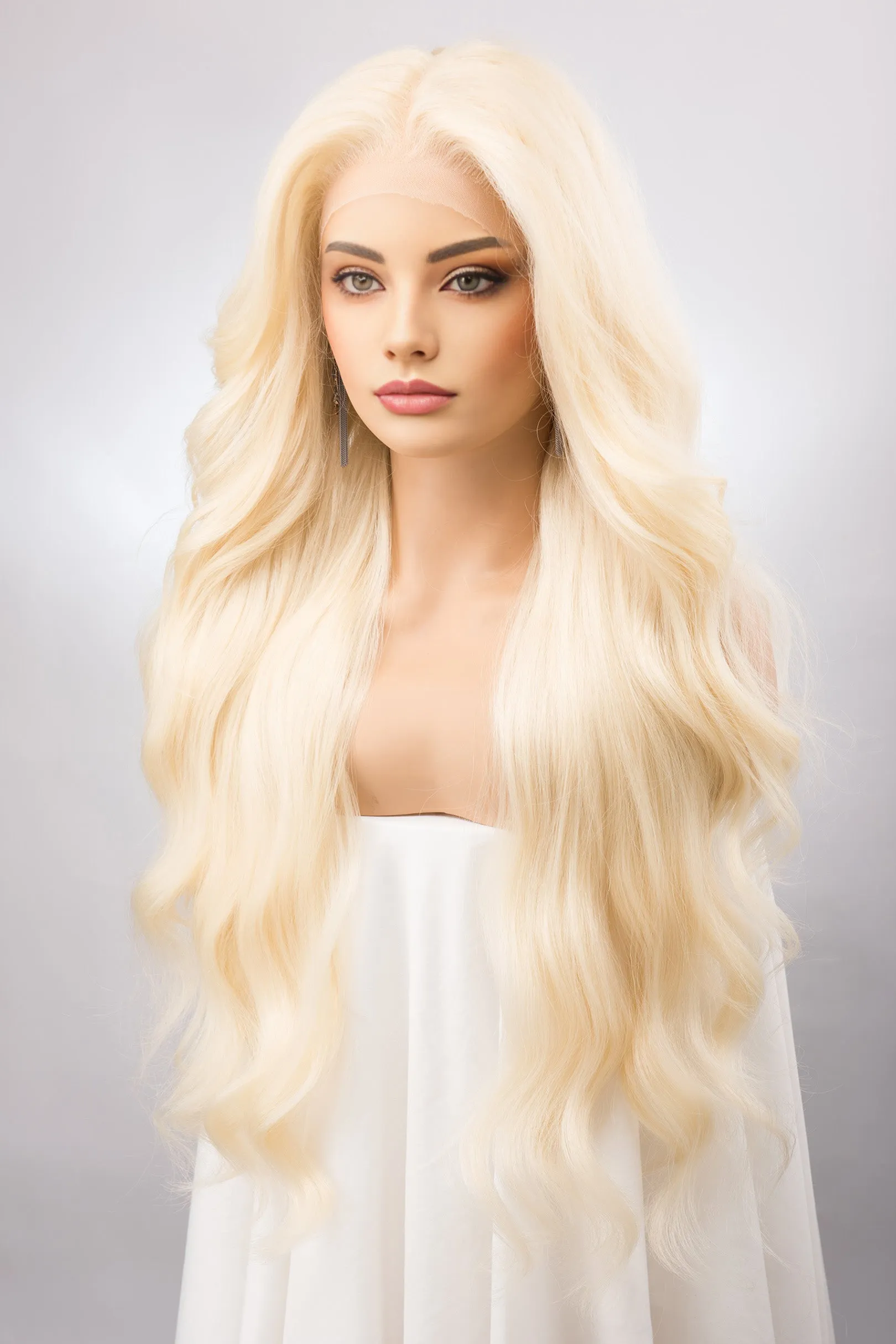Light Blonde Wavy Lace Front Synthetic Wig Irina