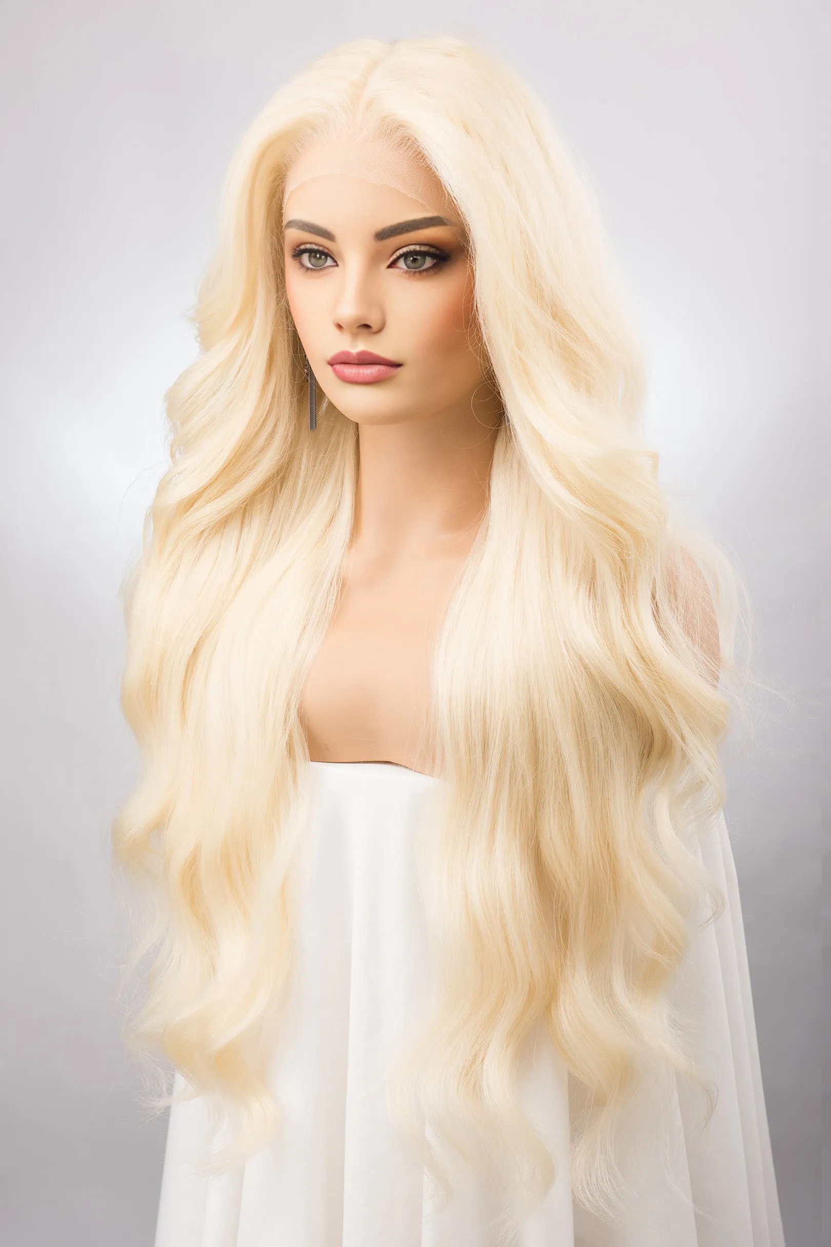Light Blonde Wavy Lace Front Synthetic Wig Irina