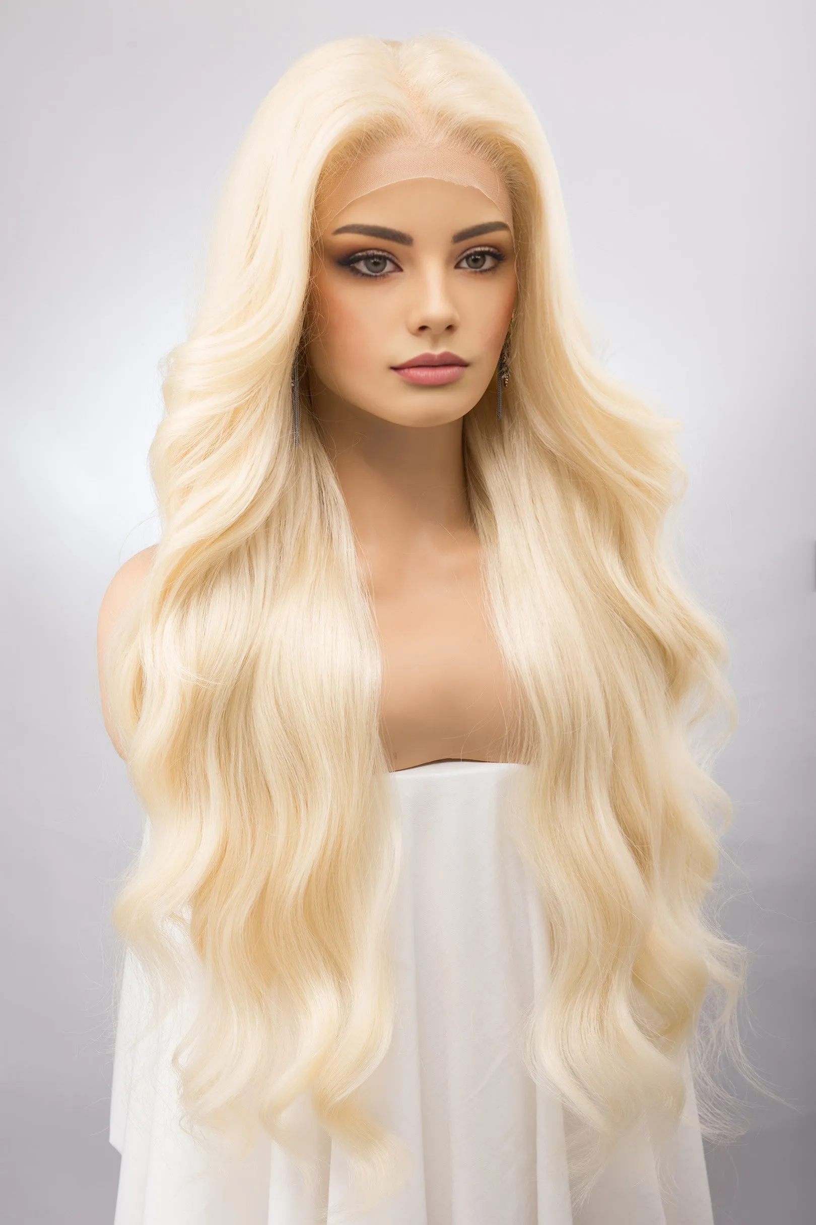 Light Blonde Wavy Lace Front Synthetic Wig Irina
