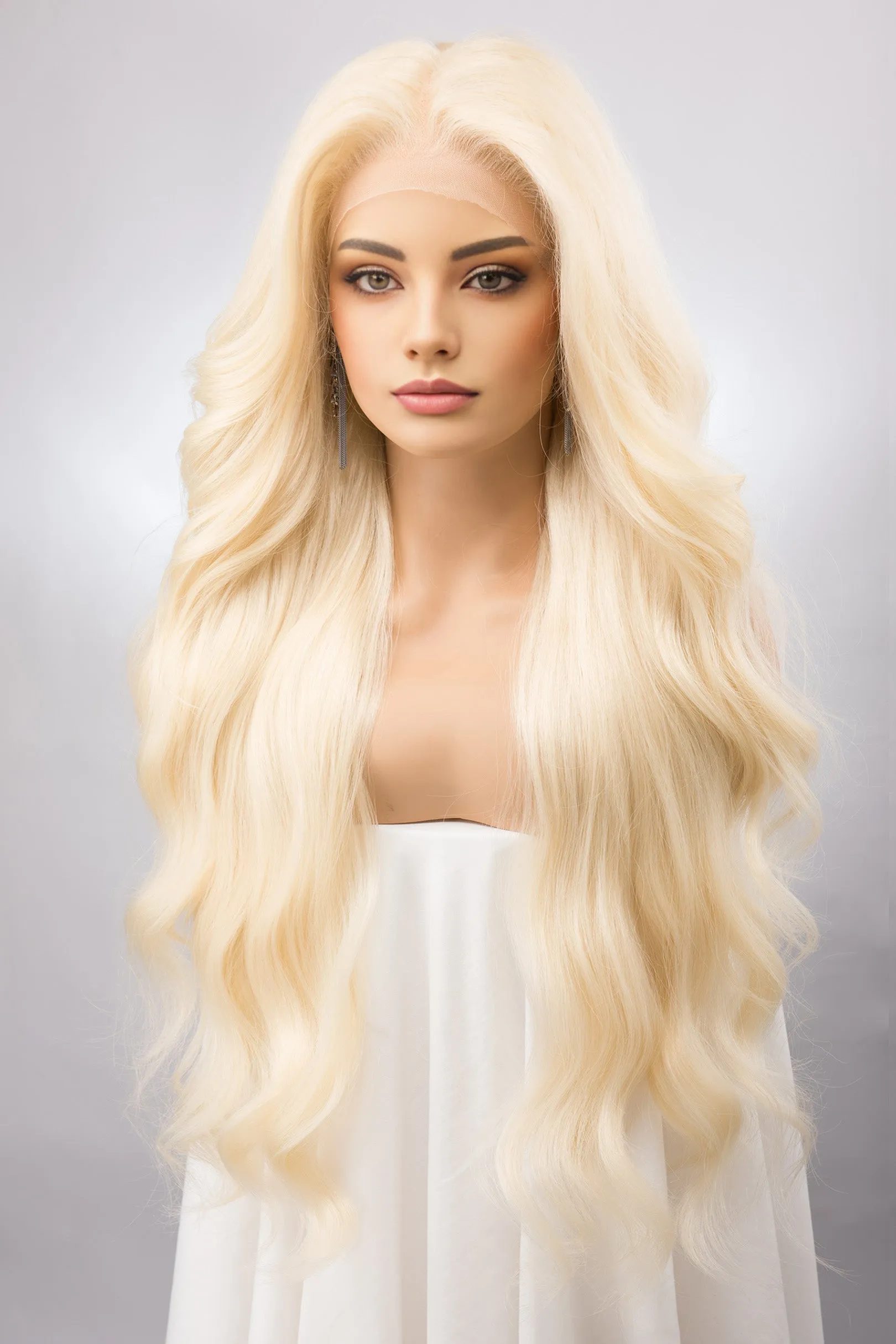 Light Blonde Wavy Lace Front Synthetic Wig Irina