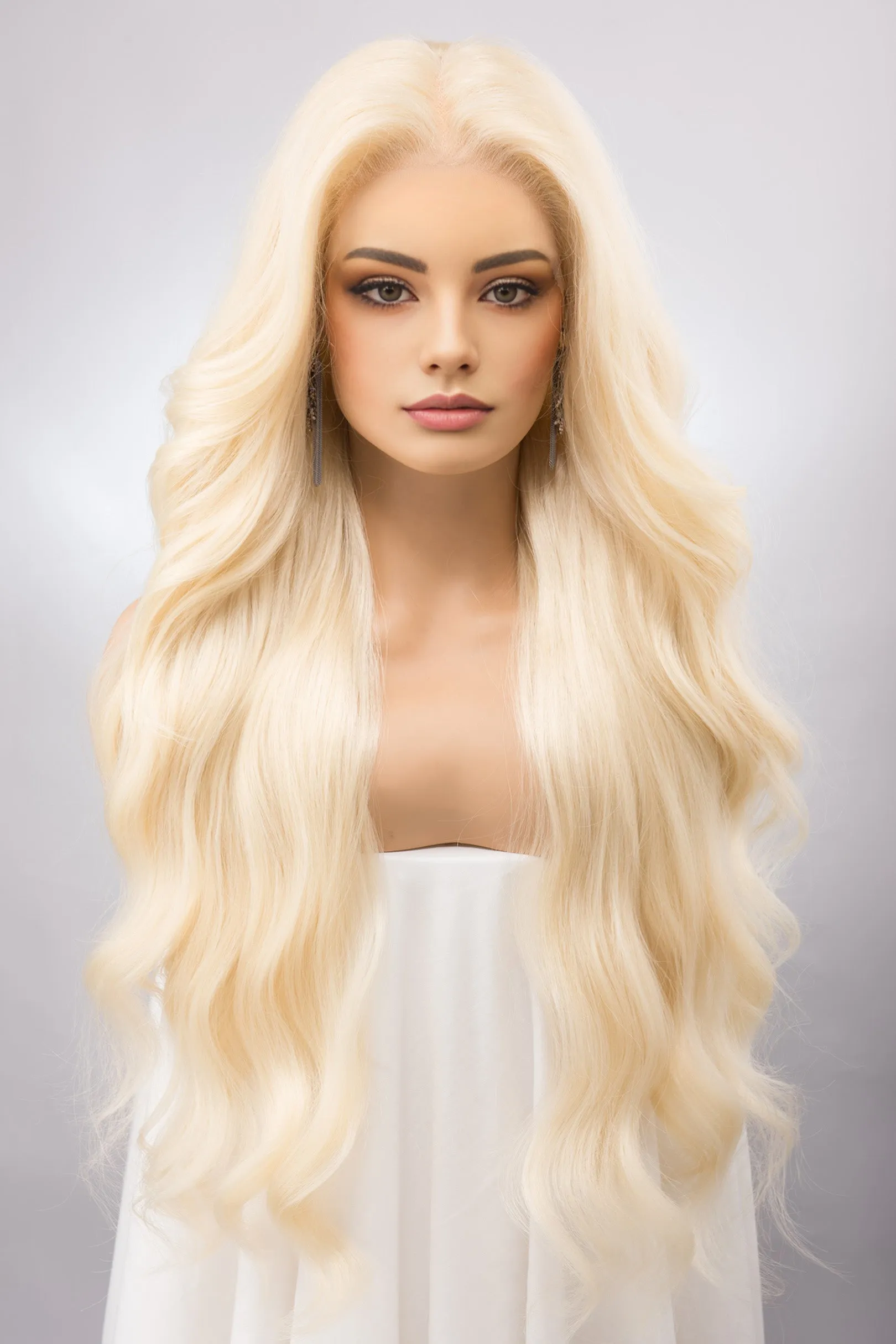Light Blonde Wavy Lace Front Synthetic Wig Irina