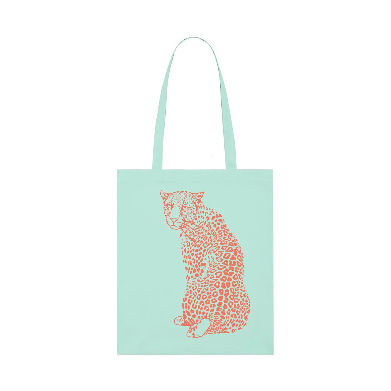 Lightweight Tote Bag | Leopard Coral & Caribbean Blue