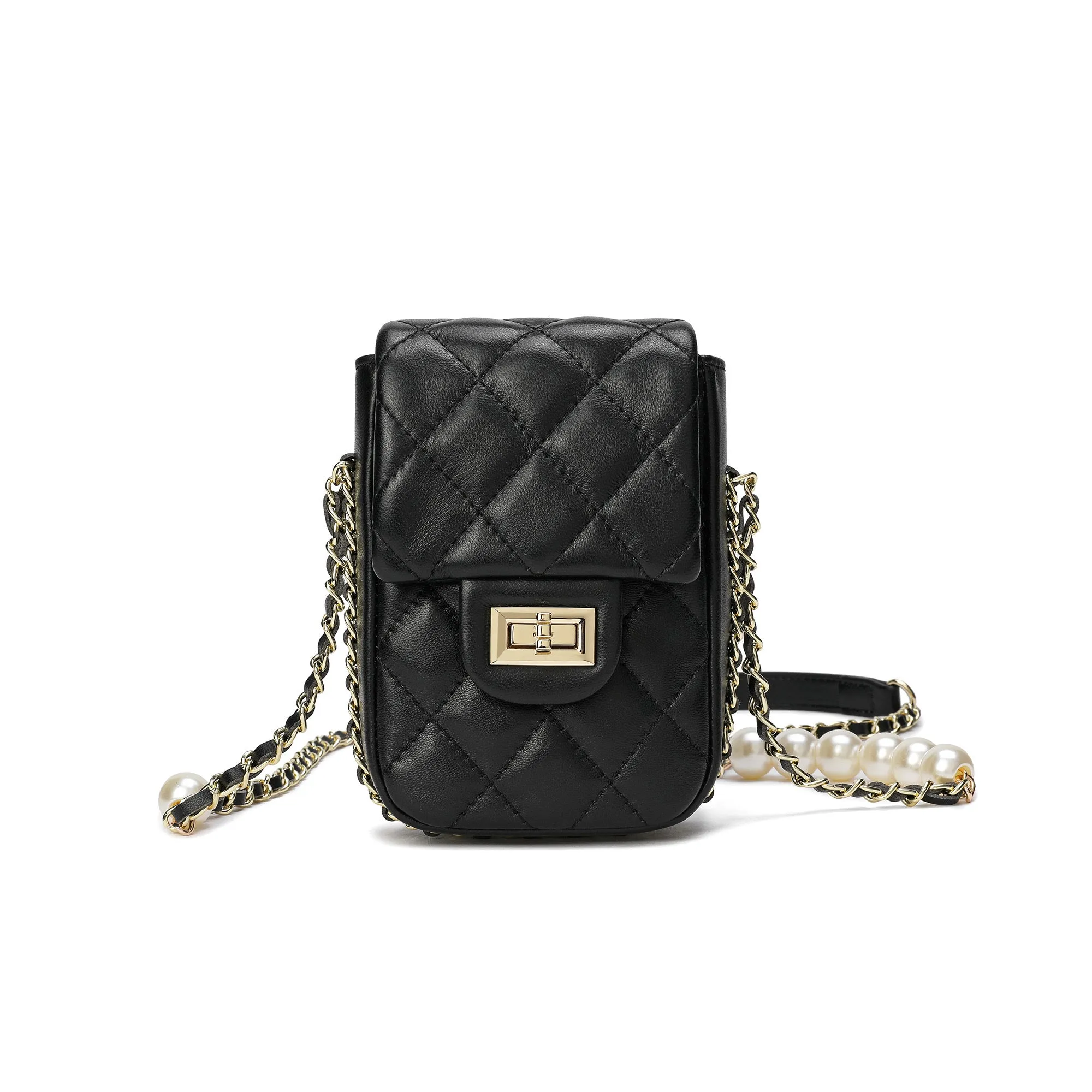 Lizard Quilted Sheepskin Leather Crossbody Bag