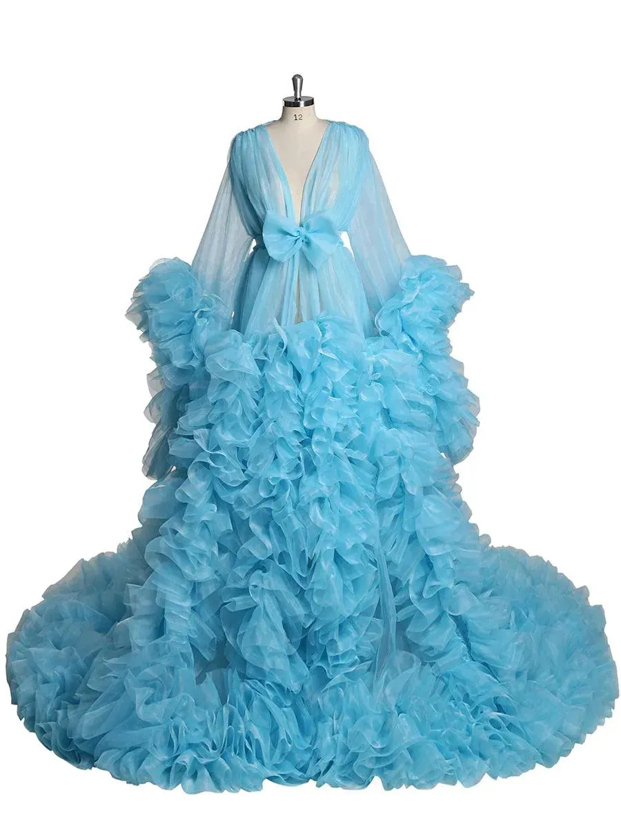 Long Sleeve Ruffle  Luxury Robe