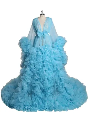 Long Sleeve Ruffle  Luxury Robe