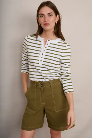 Lottie Top - Ivory/Khaki
