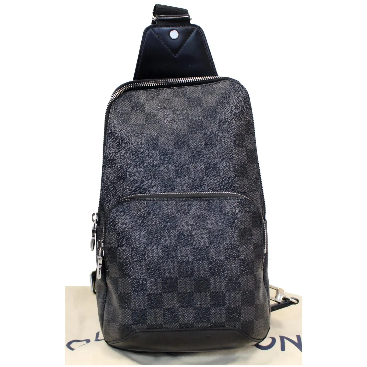 LOUIS VUITTON Avenue Sling Damier Graphite Crossbody Bag Black
