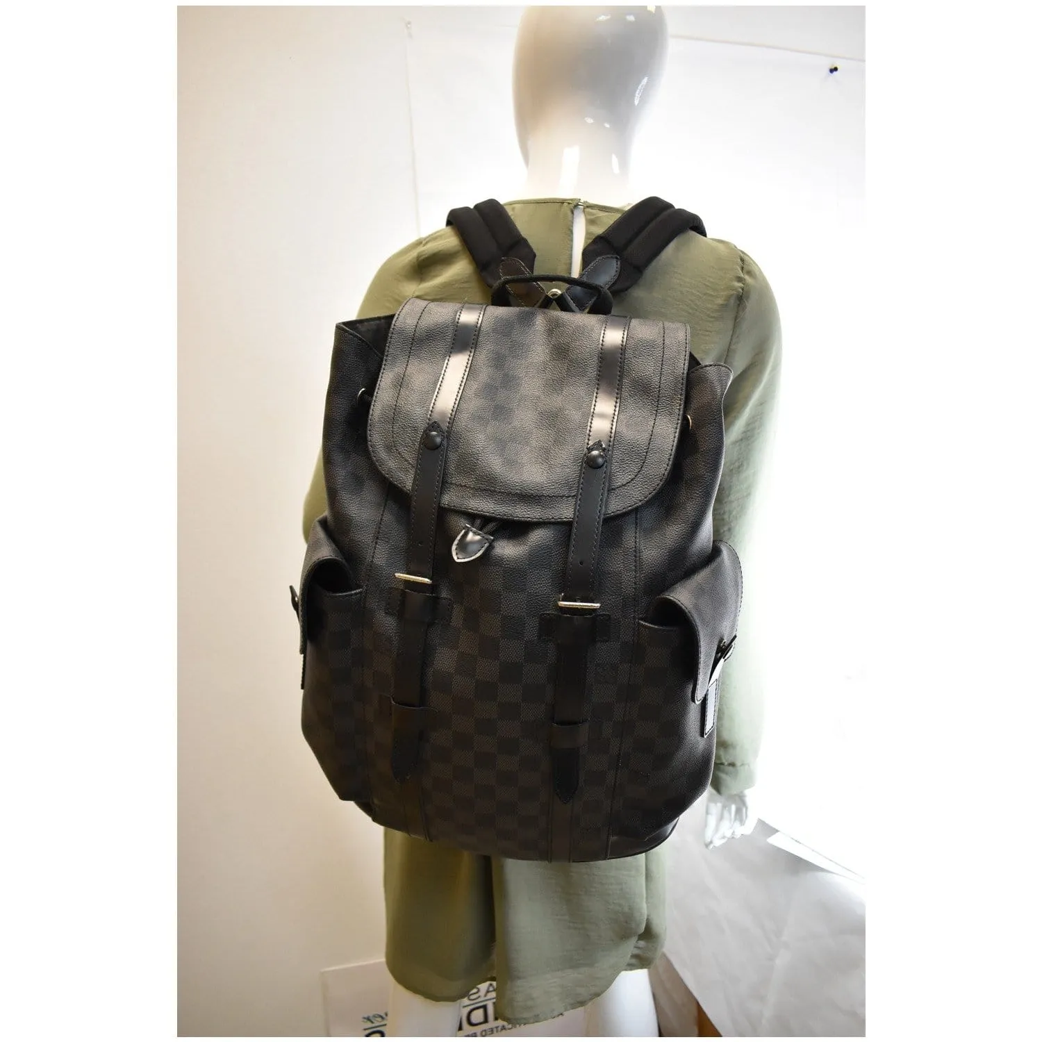 LOUIS VUITTON Christopher PM Damier Graphite Backpack Bag Black