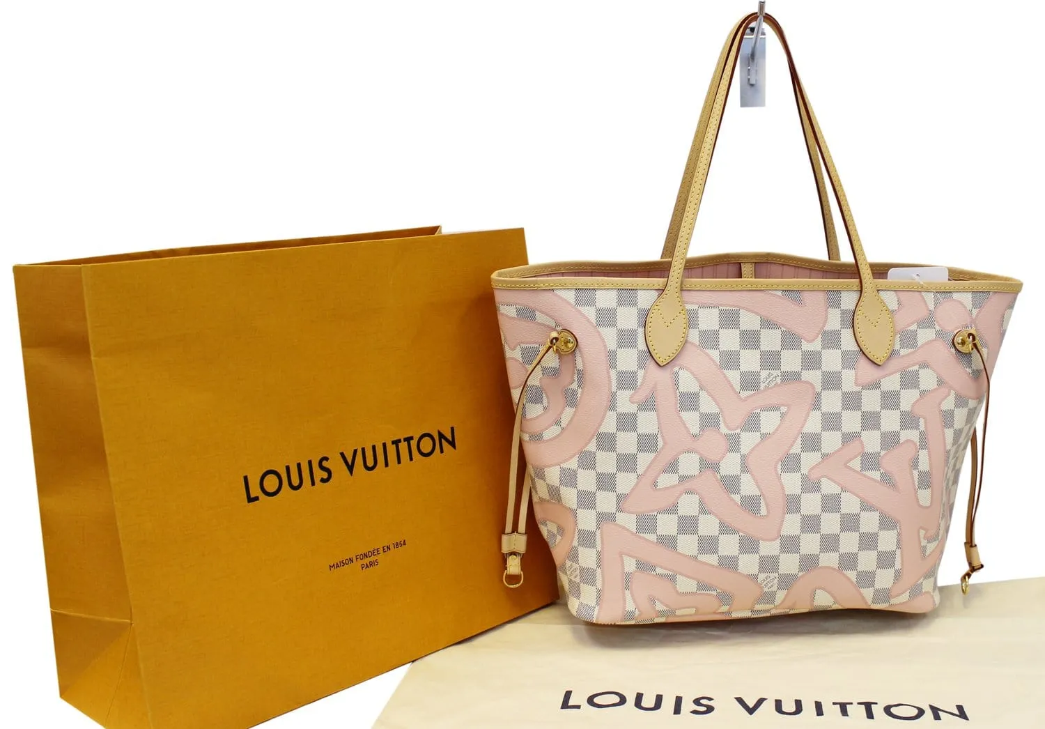 LOUIS VUITTON Damier Azur Tahitienne Neverfull MM Tote Bag