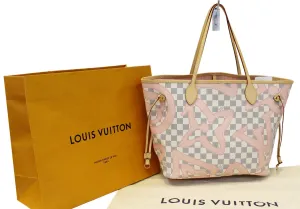 LOUIS VUITTON Damier Azur Tahitienne Neverfull MM Tote Bag