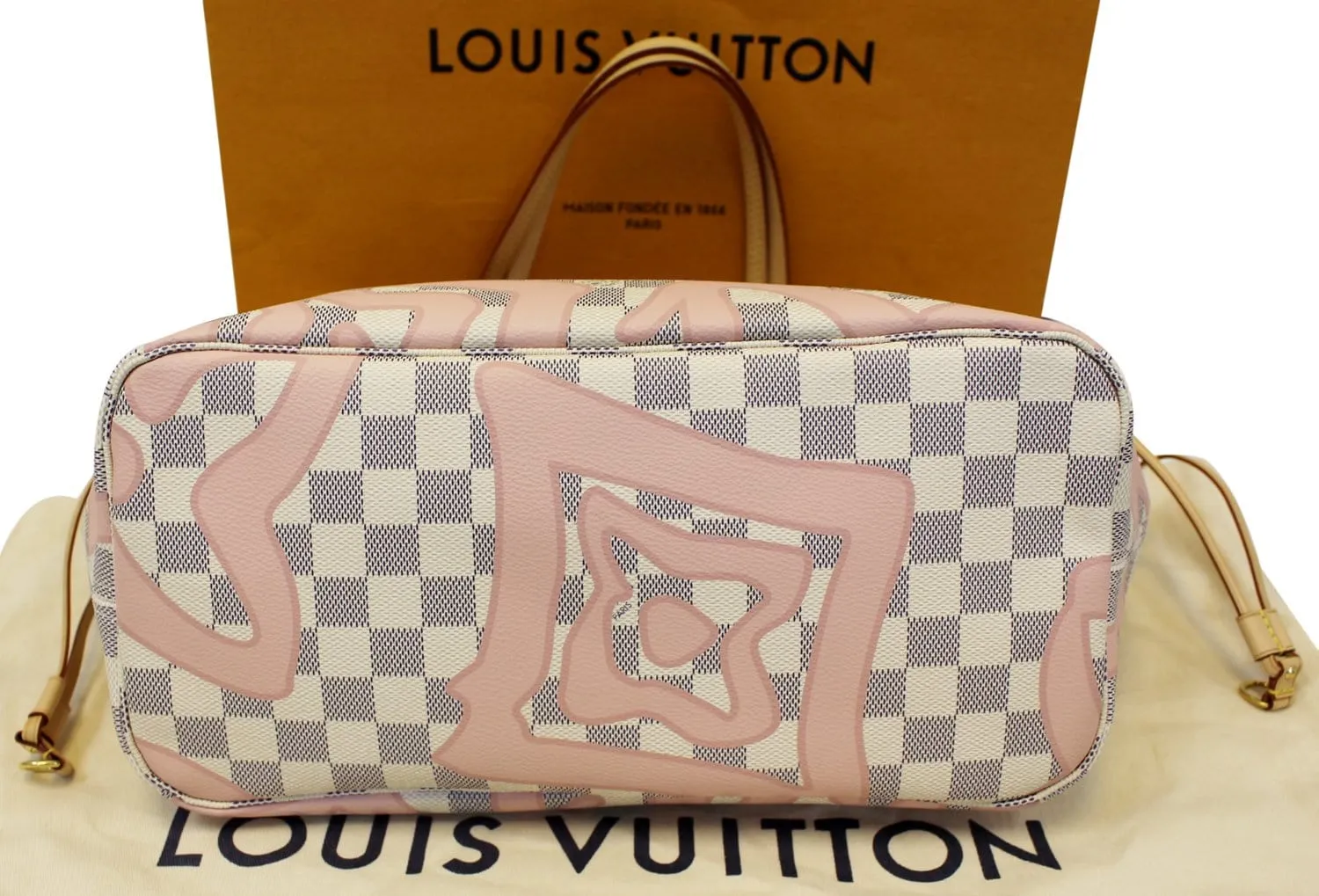 LOUIS VUITTON Damier Azur Tahitienne Neverfull MM Tote Bag