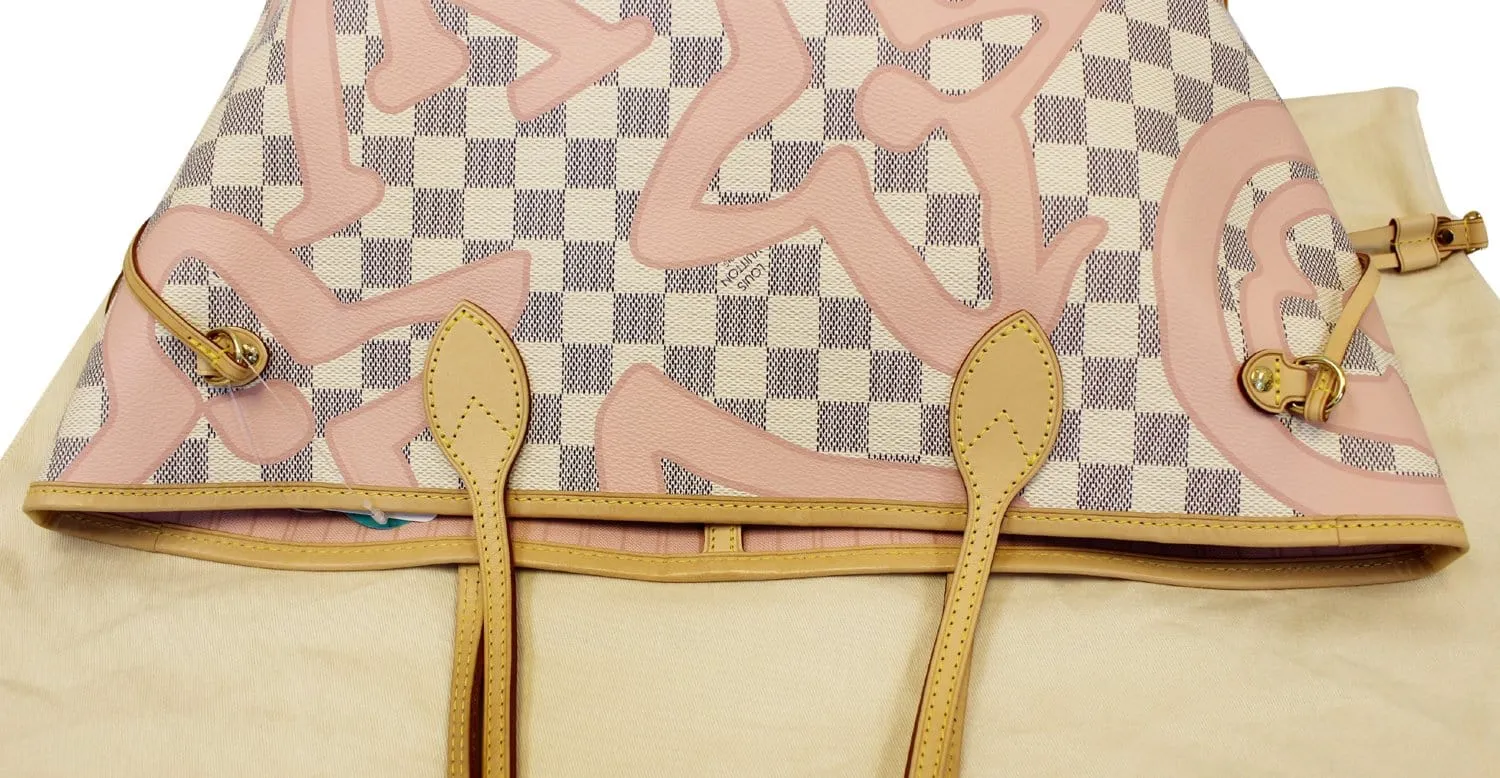LOUIS VUITTON Damier Azur Tahitienne Neverfull MM Tote Bag