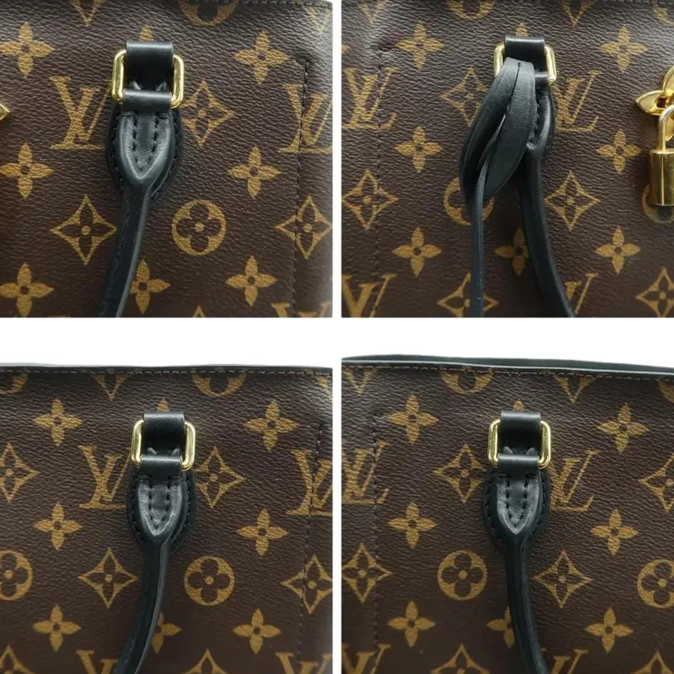 LOUIS VUITTON Flower Zipped Monogram Canvas Tote Bag Brown