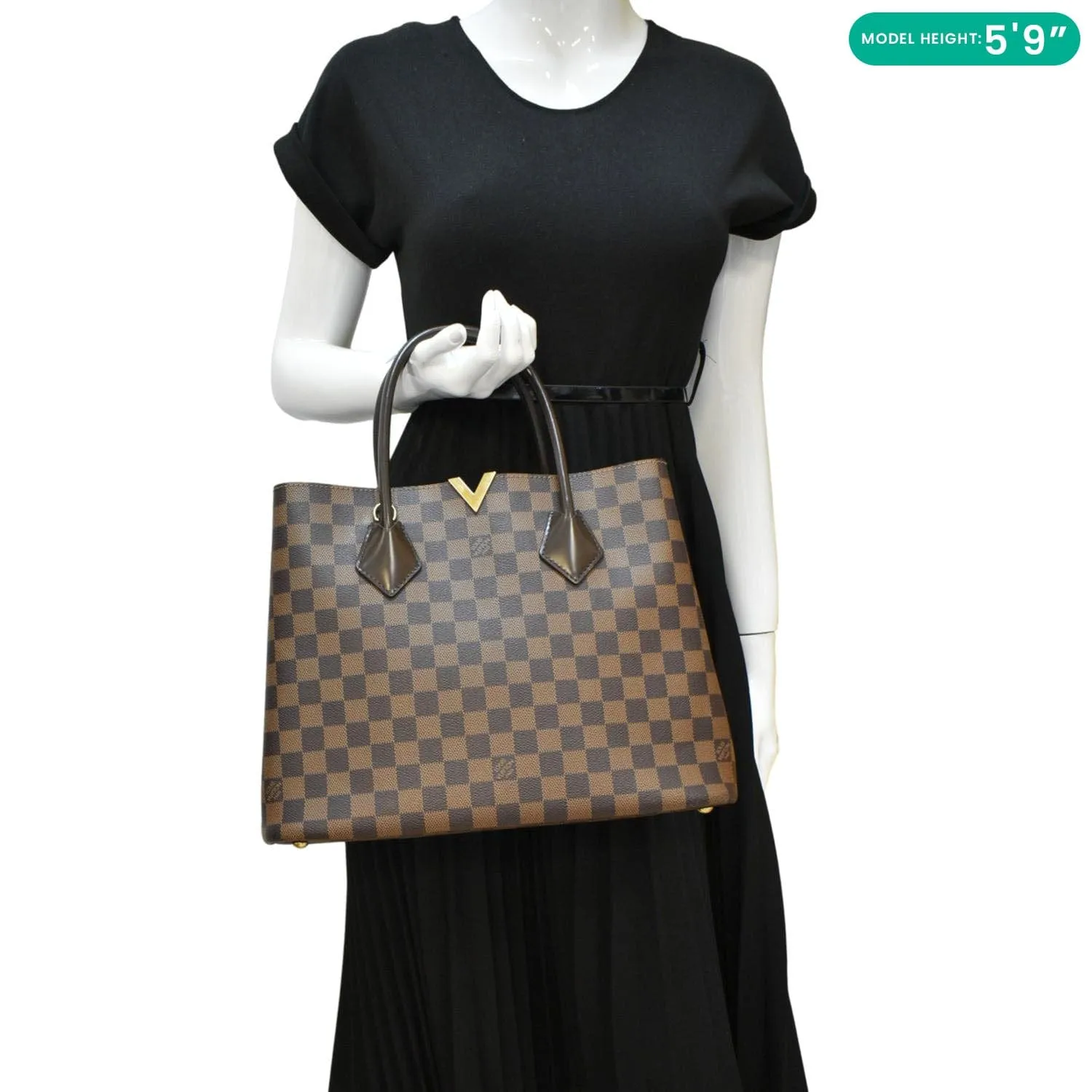 LOUIS VUITTON Kensington Damier Ebene Tote Bag Brown