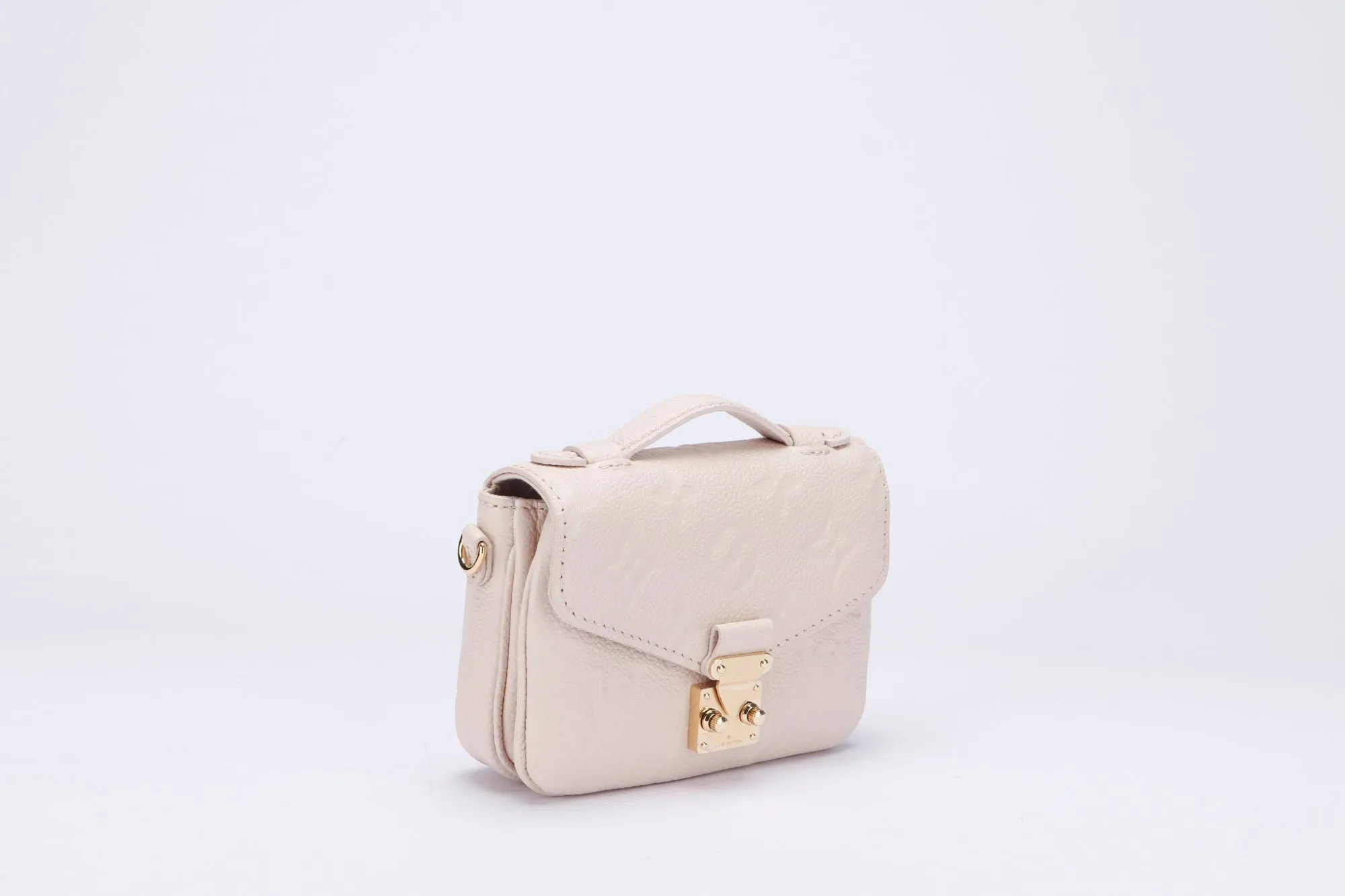 Louis Vuitton Micro Métis (M81390) Monogram Empreinte Beige Color, Gold Hardware with Gold Chain, Dust Cover & Box