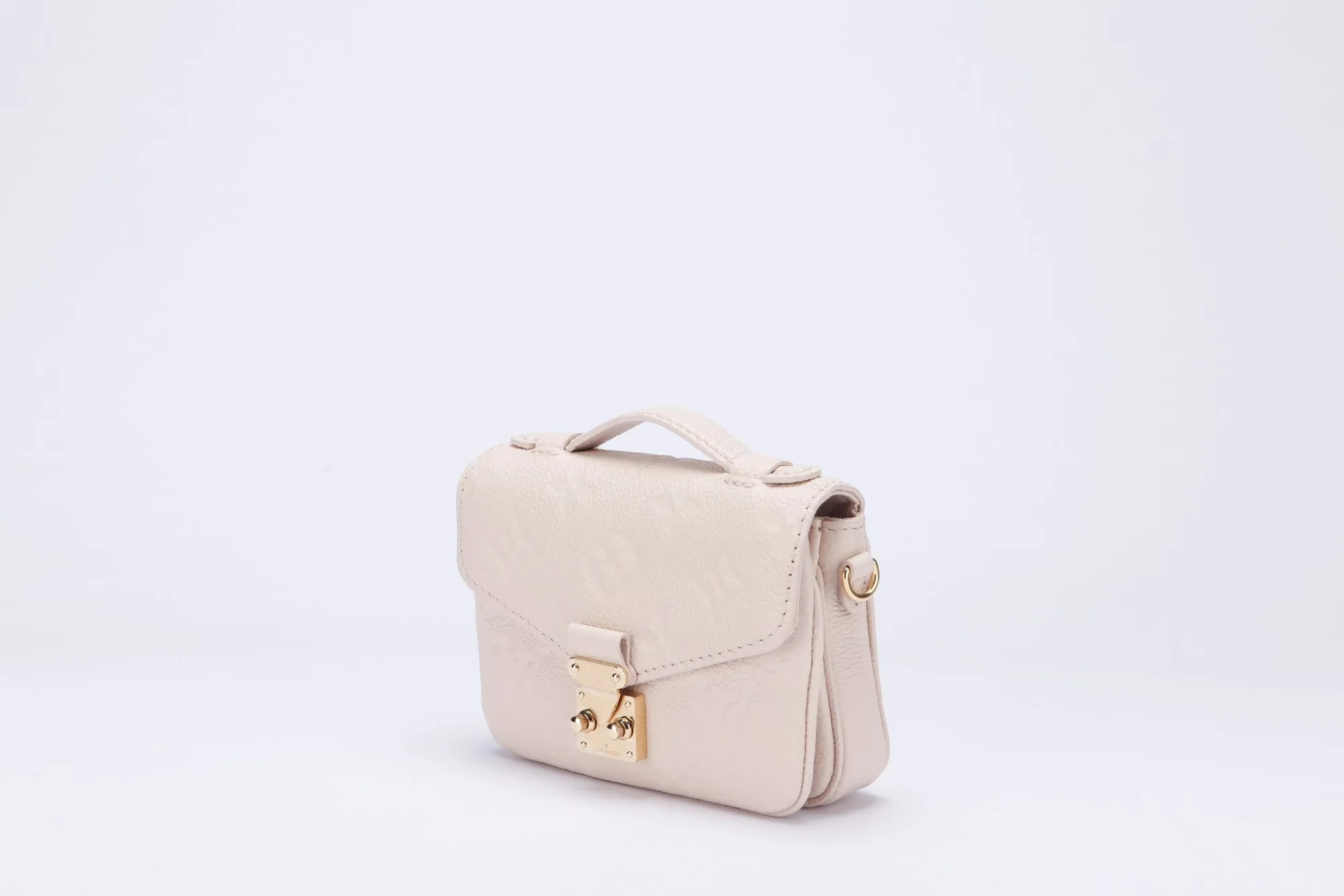 Louis Vuitton Micro Métis (M81390) Monogram Empreinte Beige Color, Gold Hardware with Gold Chain, Dust Cover & Box