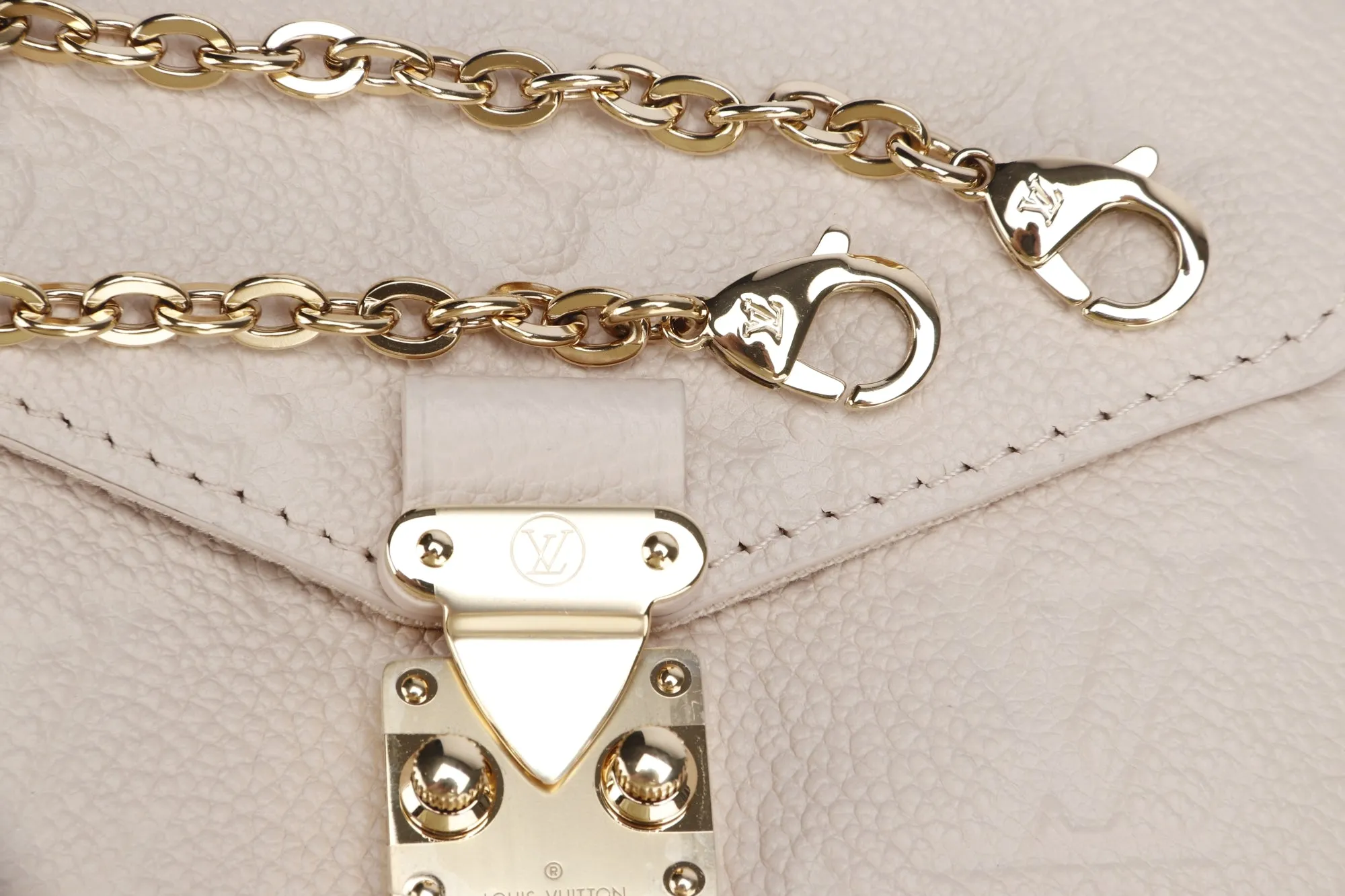 Louis Vuitton Micro Métis (M81390) Monogram Empreinte Beige Color, Gold Hardware with Gold Chain, Dust Cover & Box