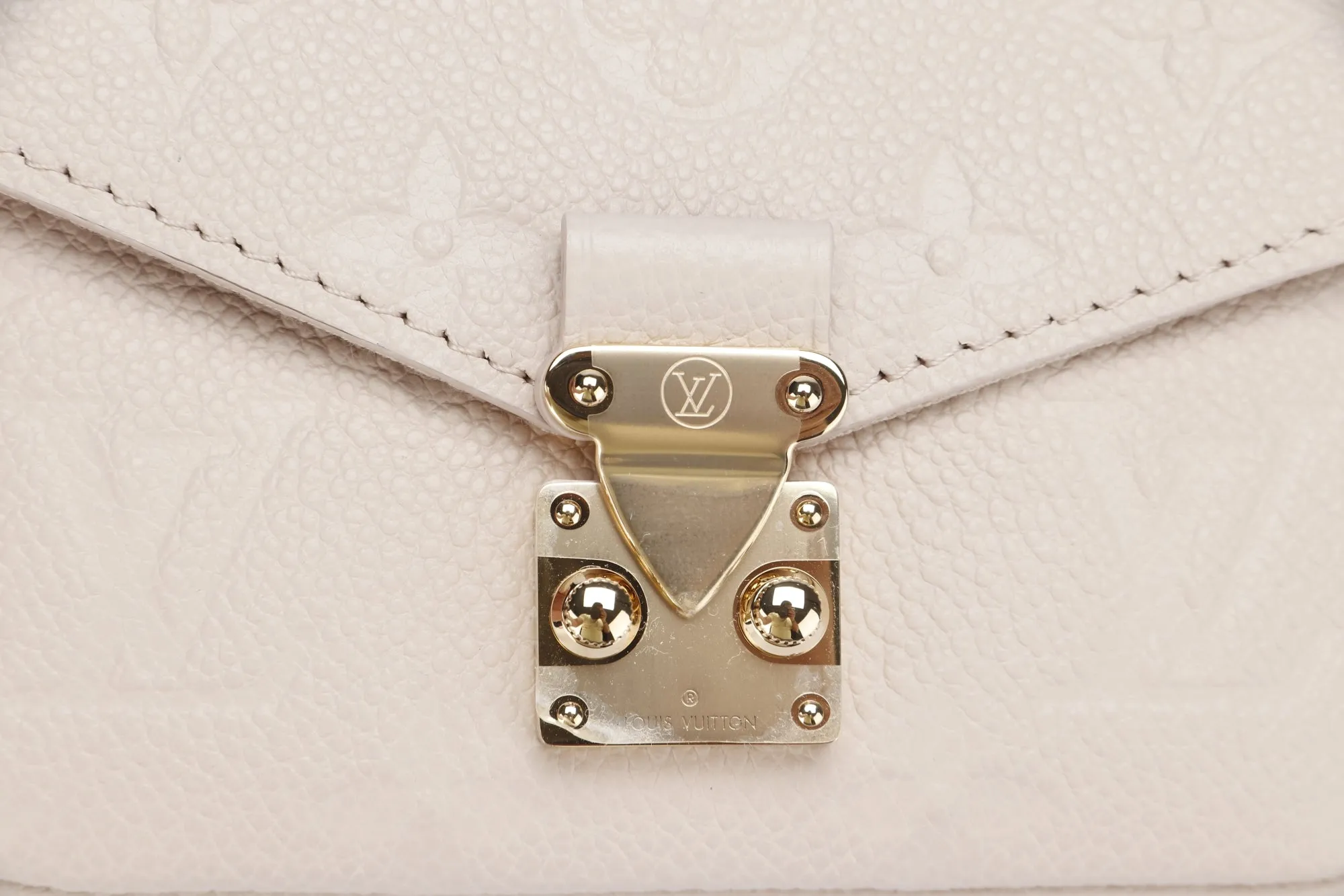 Louis Vuitton Micro Métis (M81390) Monogram Empreinte Beige Color, Gold Hardware with Gold Chain, Dust Cover & Box