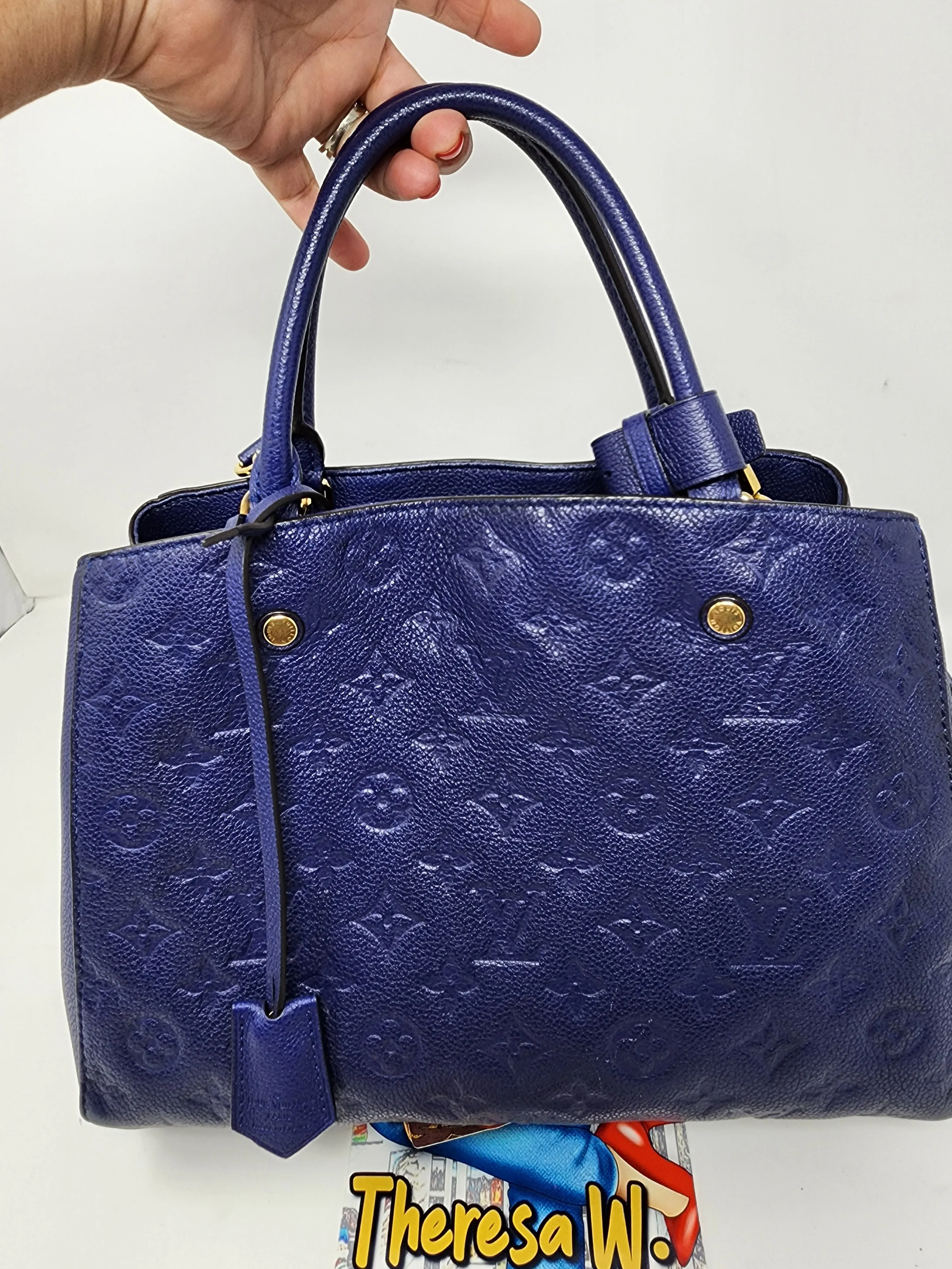 LOUIS VUITTON MONTAIGNE MM, CELESTE BLUE EMPREINTE