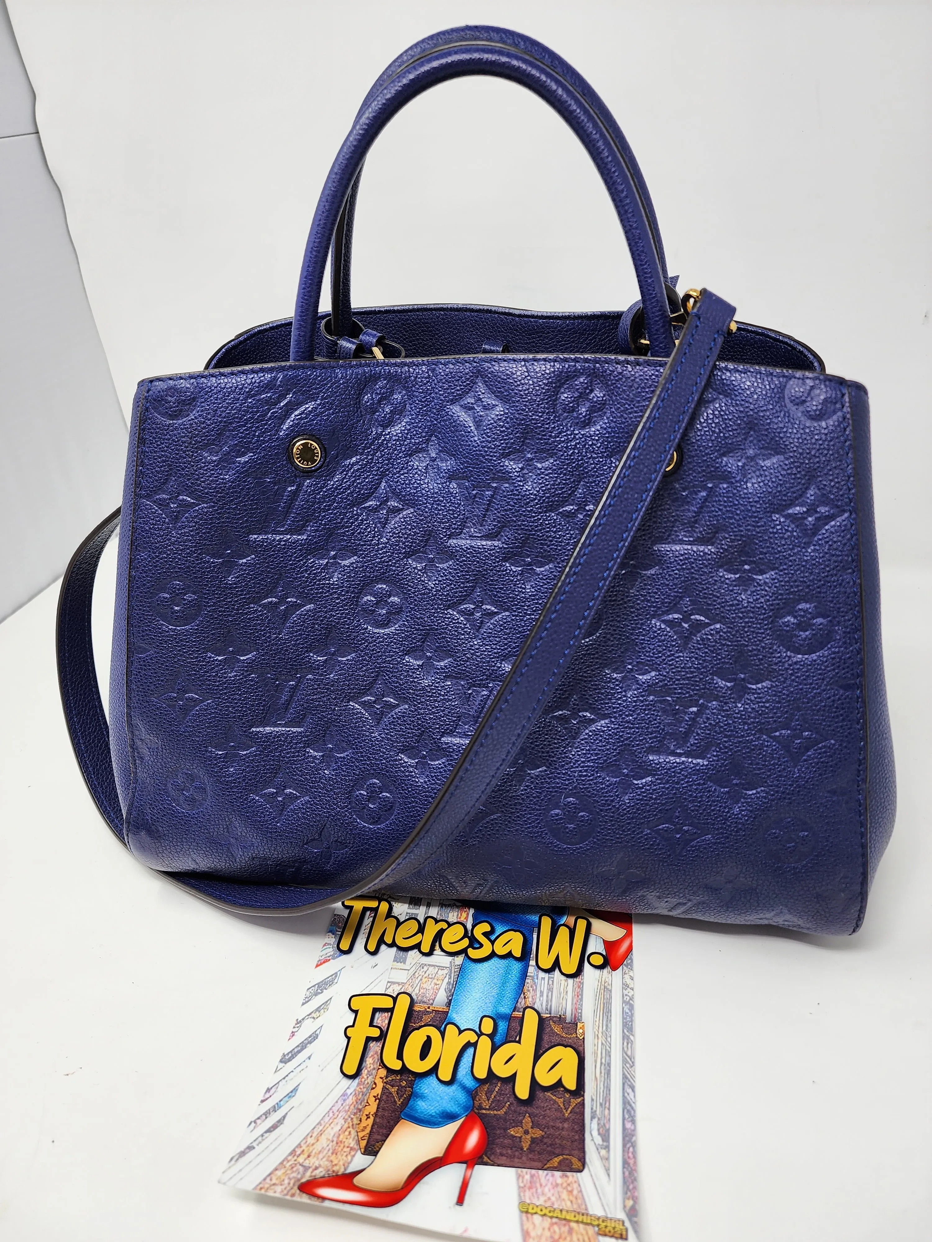 LOUIS VUITTON MONTAIGNE MM, CELESTE BLUE EMPREINTE