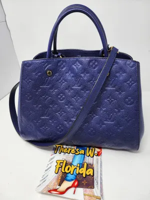 LOUIS VUITTON MONTAIGNE MM, CELESTE BLUE EMPREINTE