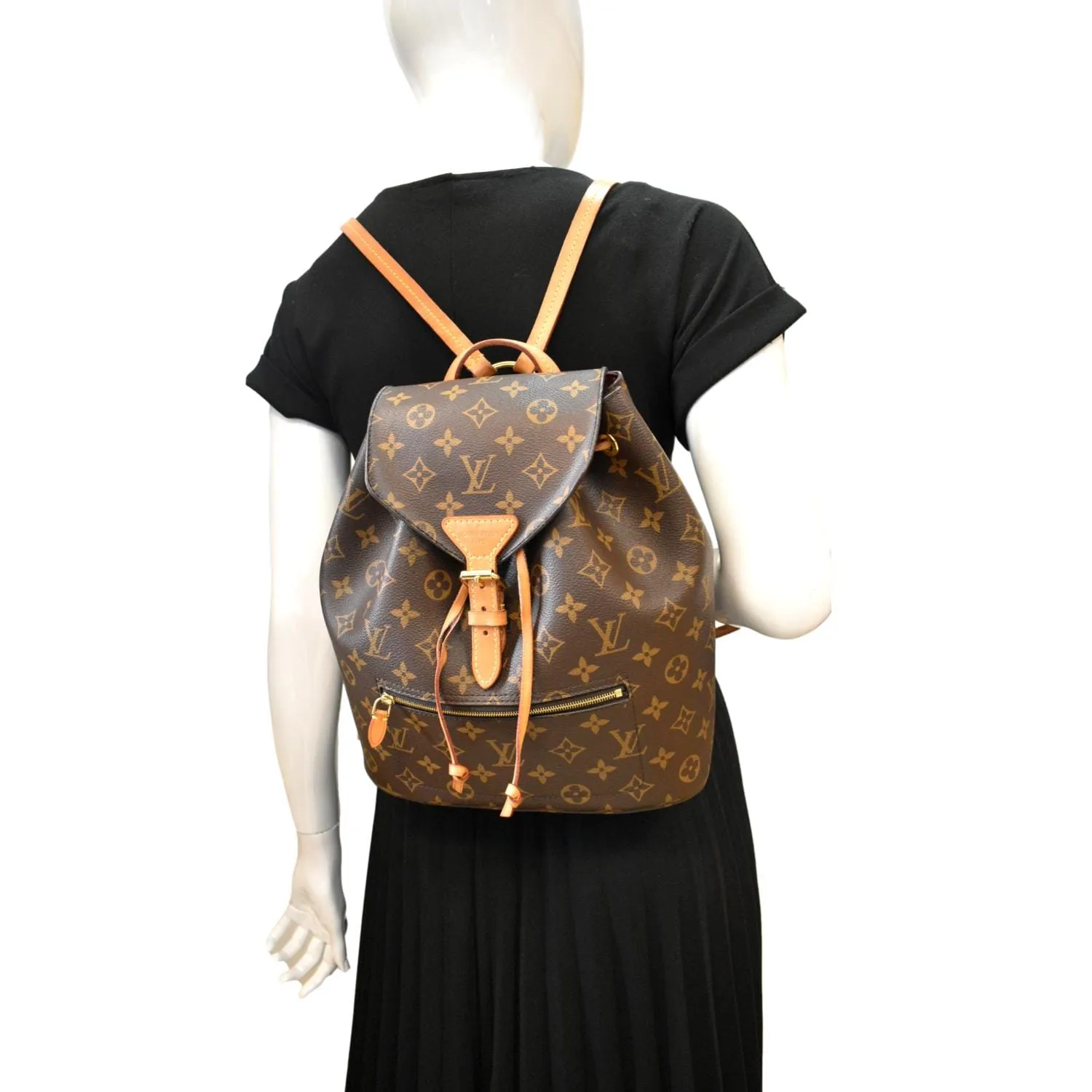 LOUIS VUITTON Montsouris Monogram Canvas Backpack Bag Brown