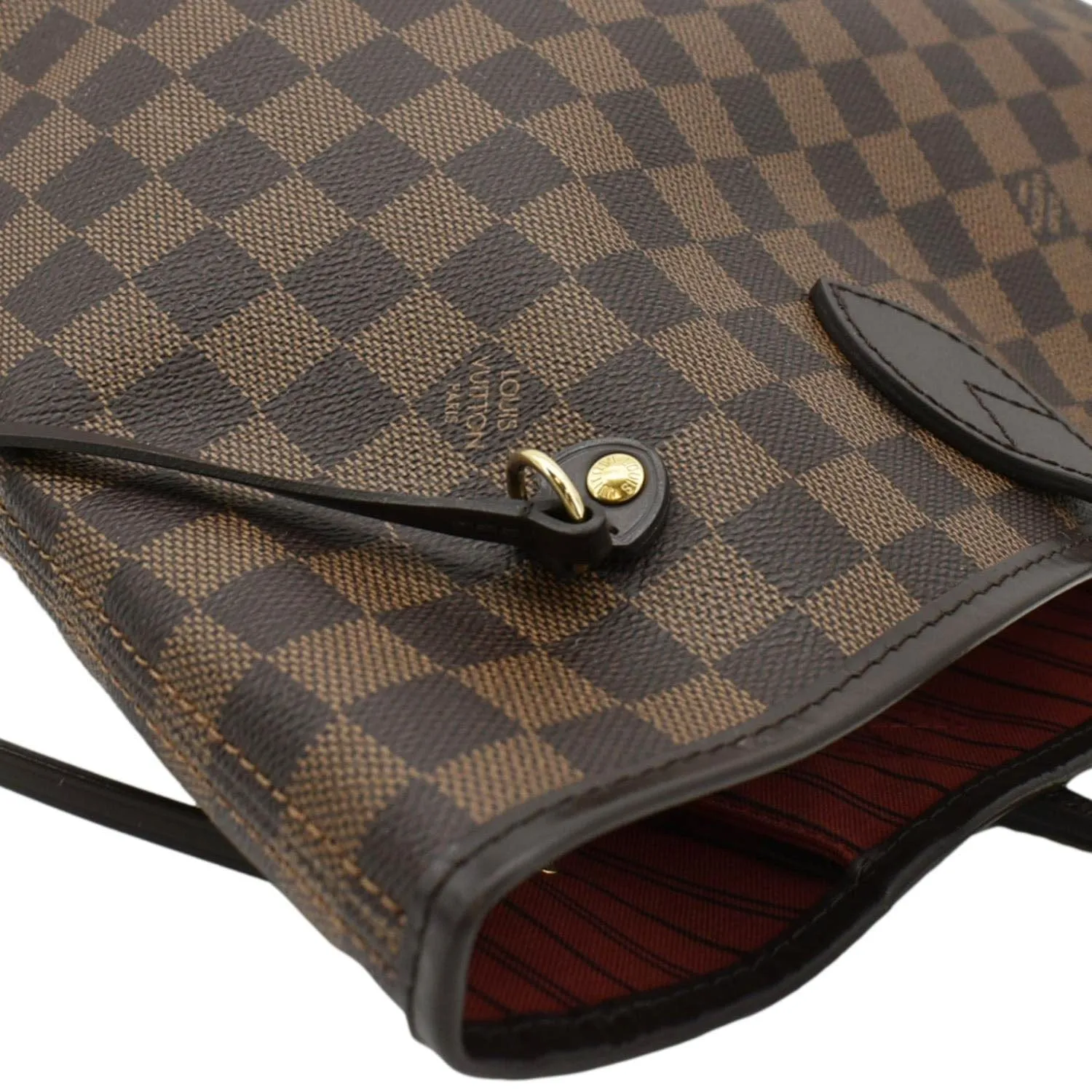 LOUIS VUITTON Neverfull MM Damier Ebene Tote Bag Brown