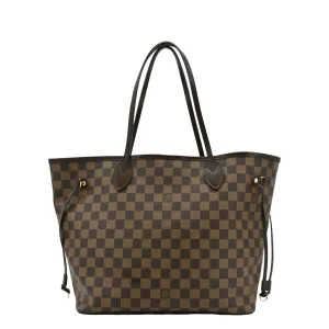 LOUIS VUITTON Neverfull MM Damier Ebene Tote Bag Brown