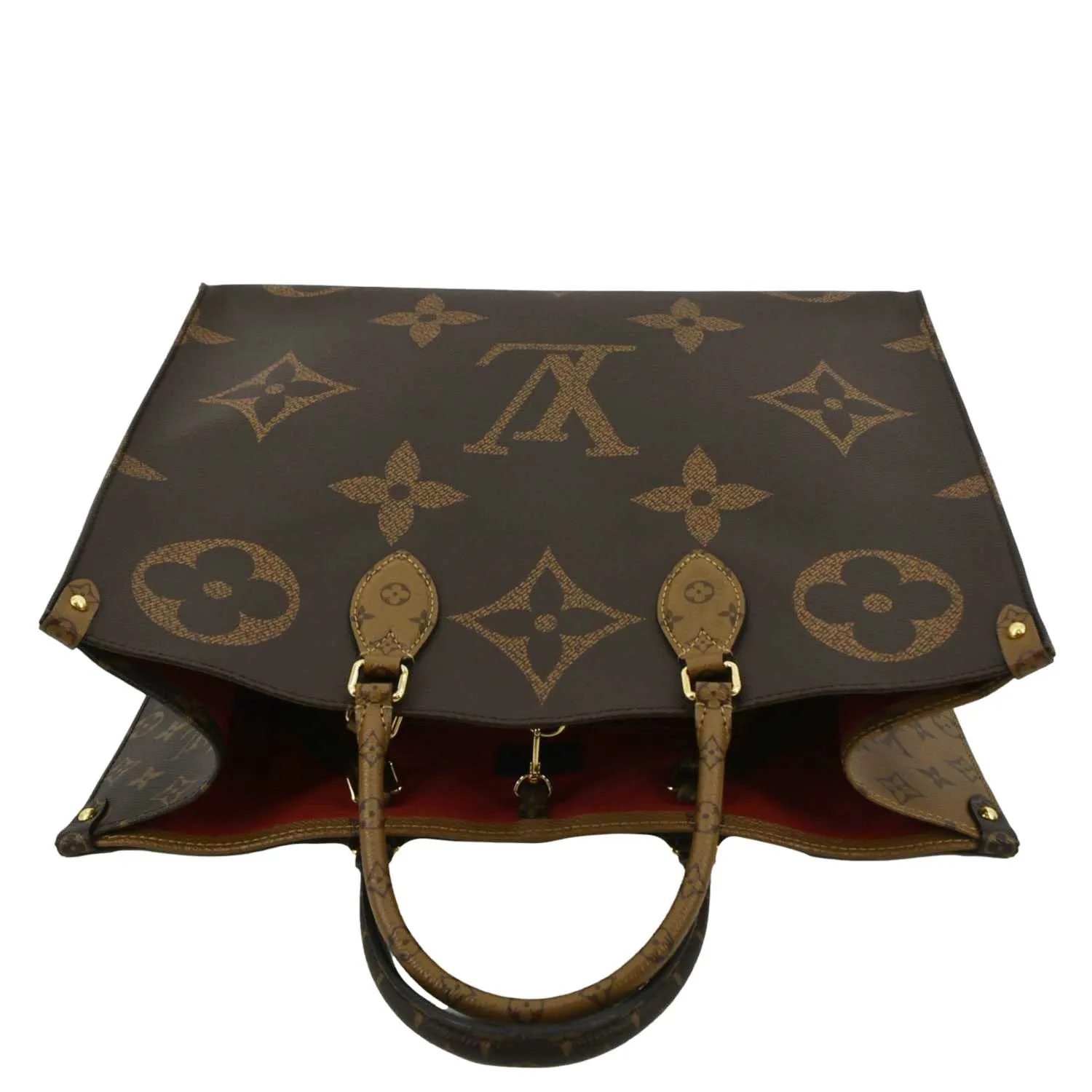 LOUIS VUITTON Onthego GM Giant Monogram Canvas Tote Shoulder Bag Brown