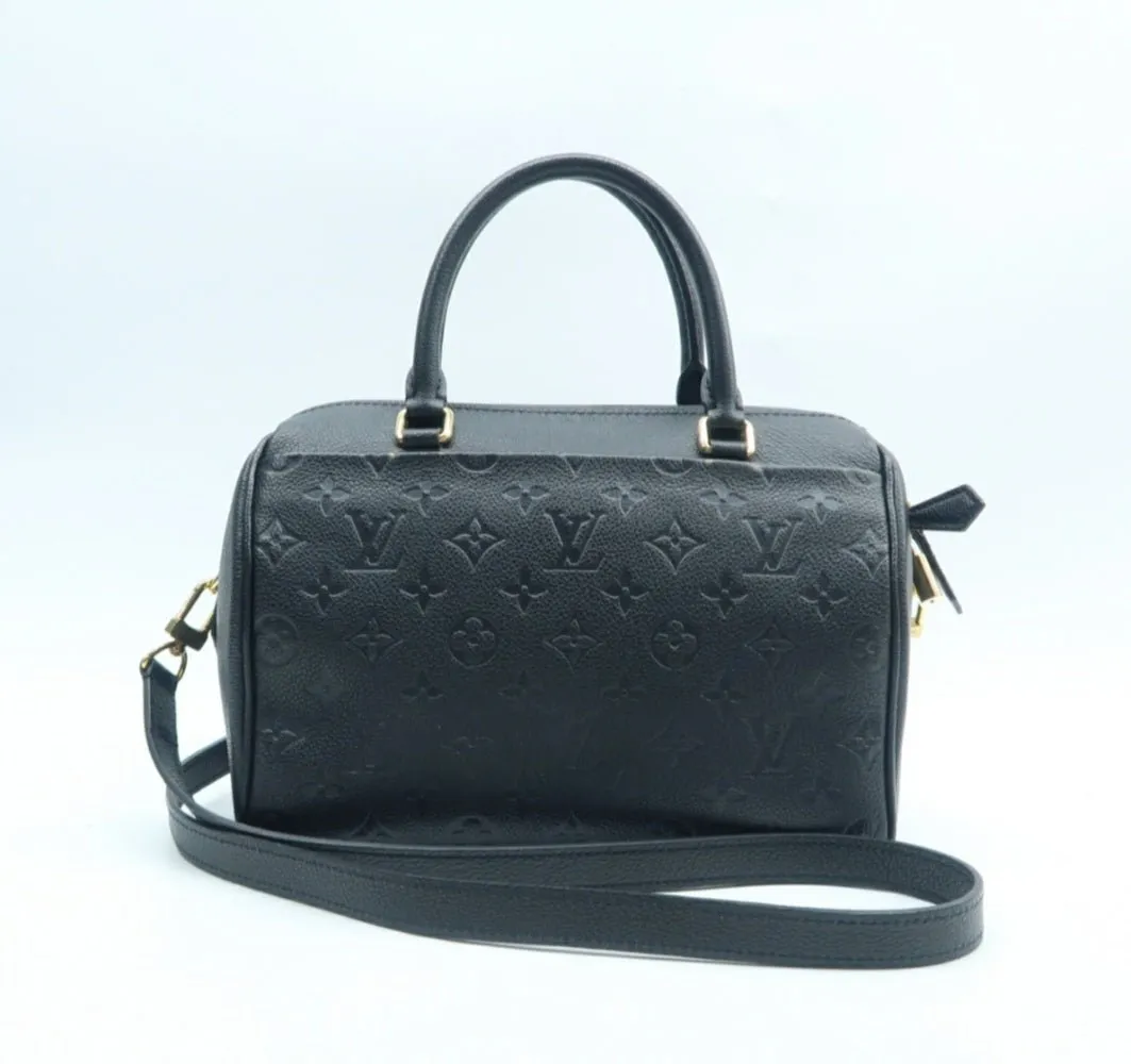 Louis Vuitton Speedy 25 Black Monogram Leather Satchel Bag