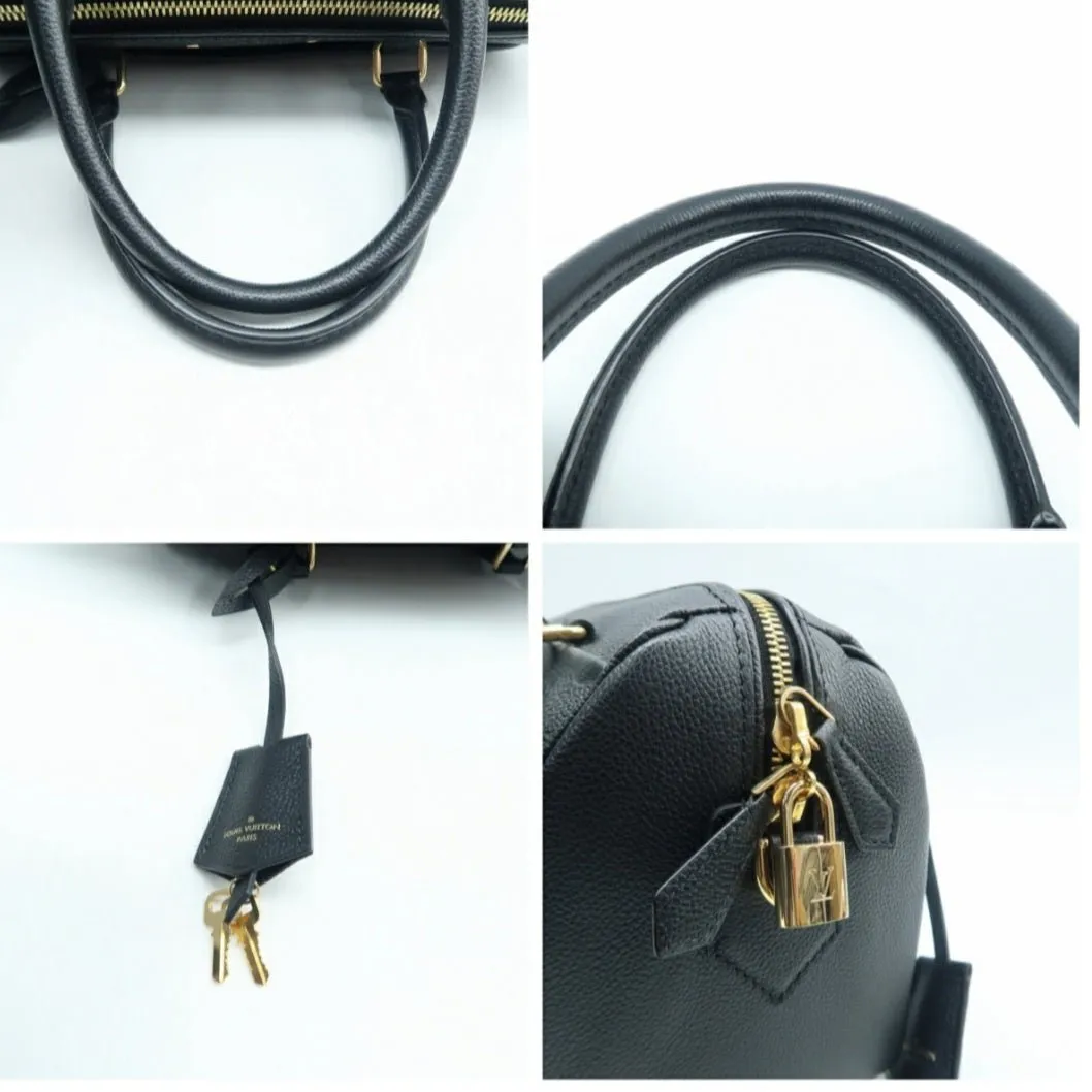 Louis Vuitton Speedy 25 Black Monogram Leather Satchel Bag