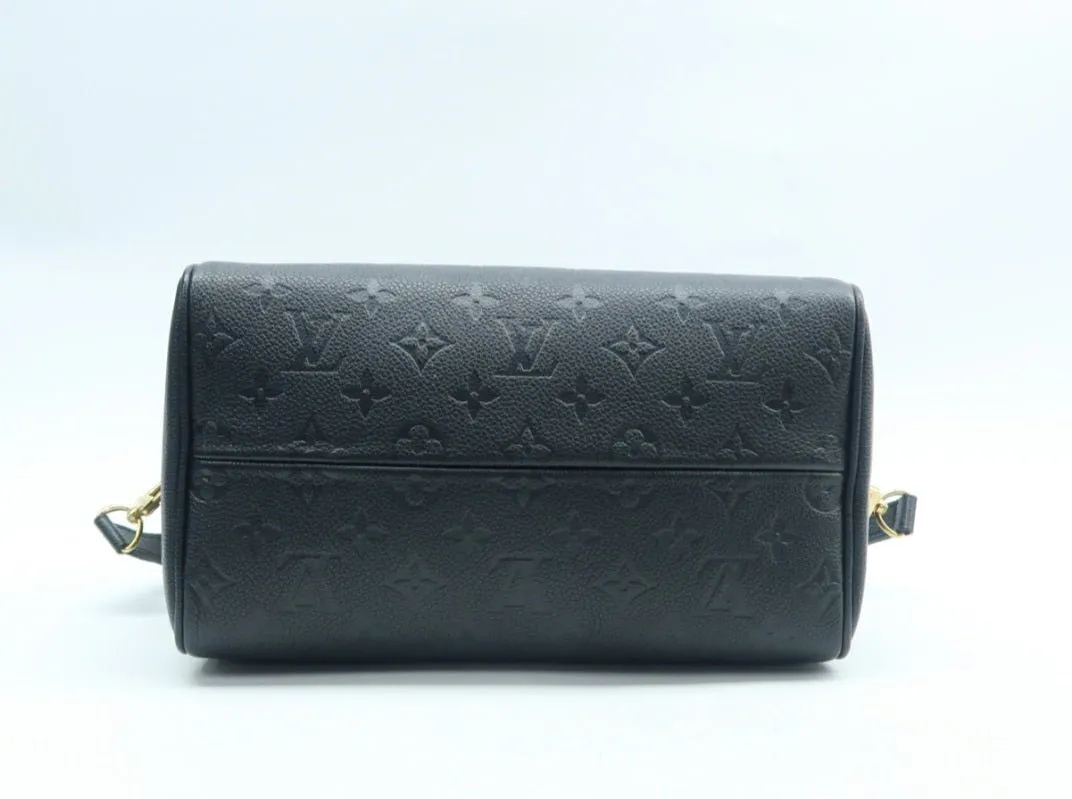 Louis Vuitton Speedy 25 Black Monogram Leather Satchel Bag
