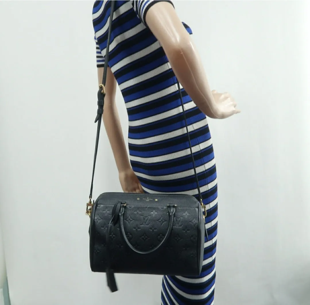 Louis Vuitton Speedy 25 Black Monogram Leather Satchel Bag