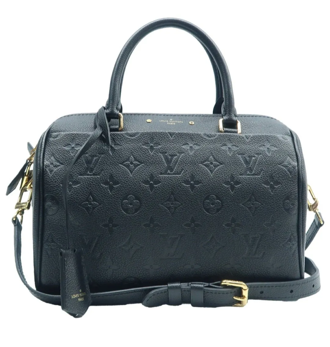 Louis Vuitton Speedy 25 Black Monogram Leather Satchel Bag